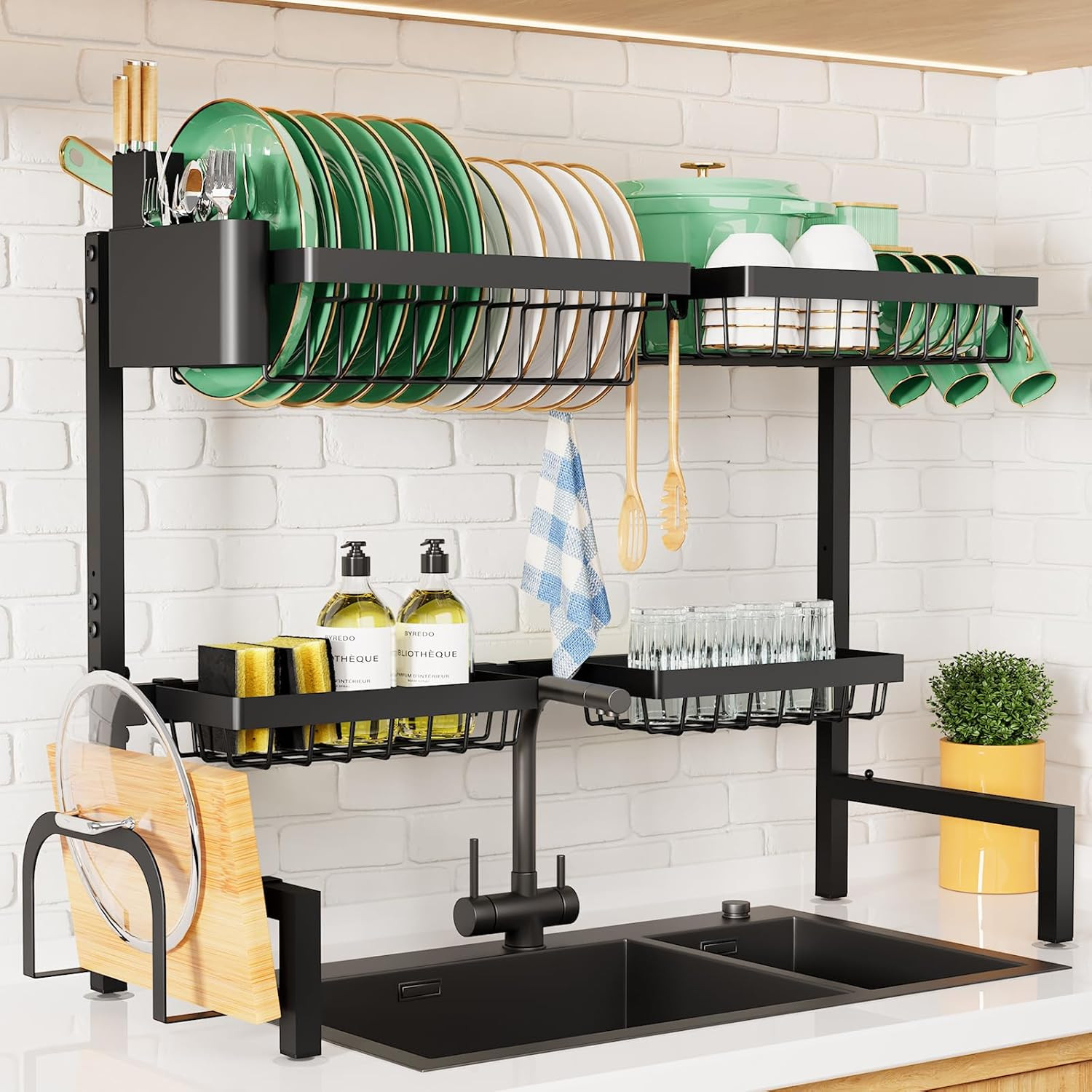 over the Sink Dish Drying Rack – 30.0″ to 33.9″ X 21.5″, Adjustable Sink Drying
