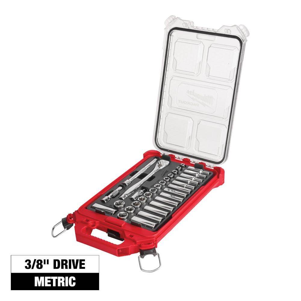 3/8 in. Drive Metric Ratchet and Socket Mechanics Tool Set with PACKOUT Case