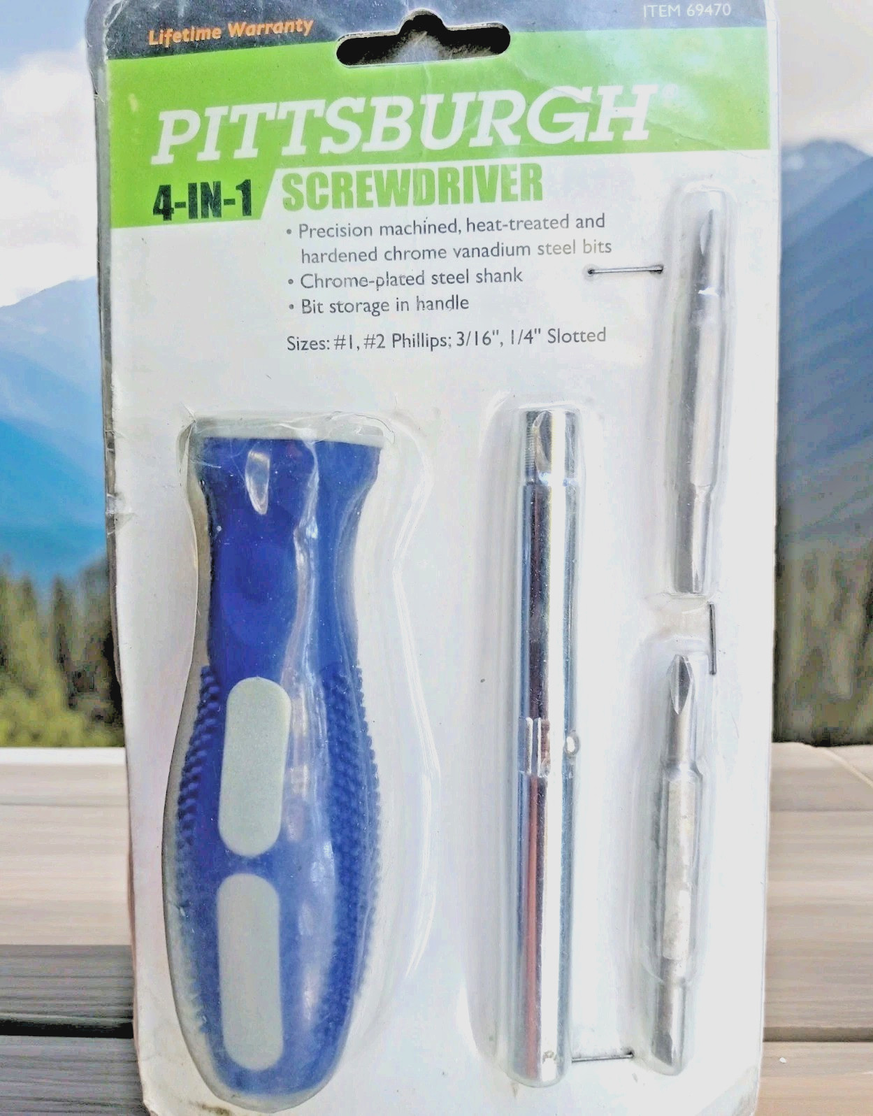 Pittsburgh 4-in-1 Cr-V Multi Bits Storage Soft Grip Handle Screwdriver Tool New