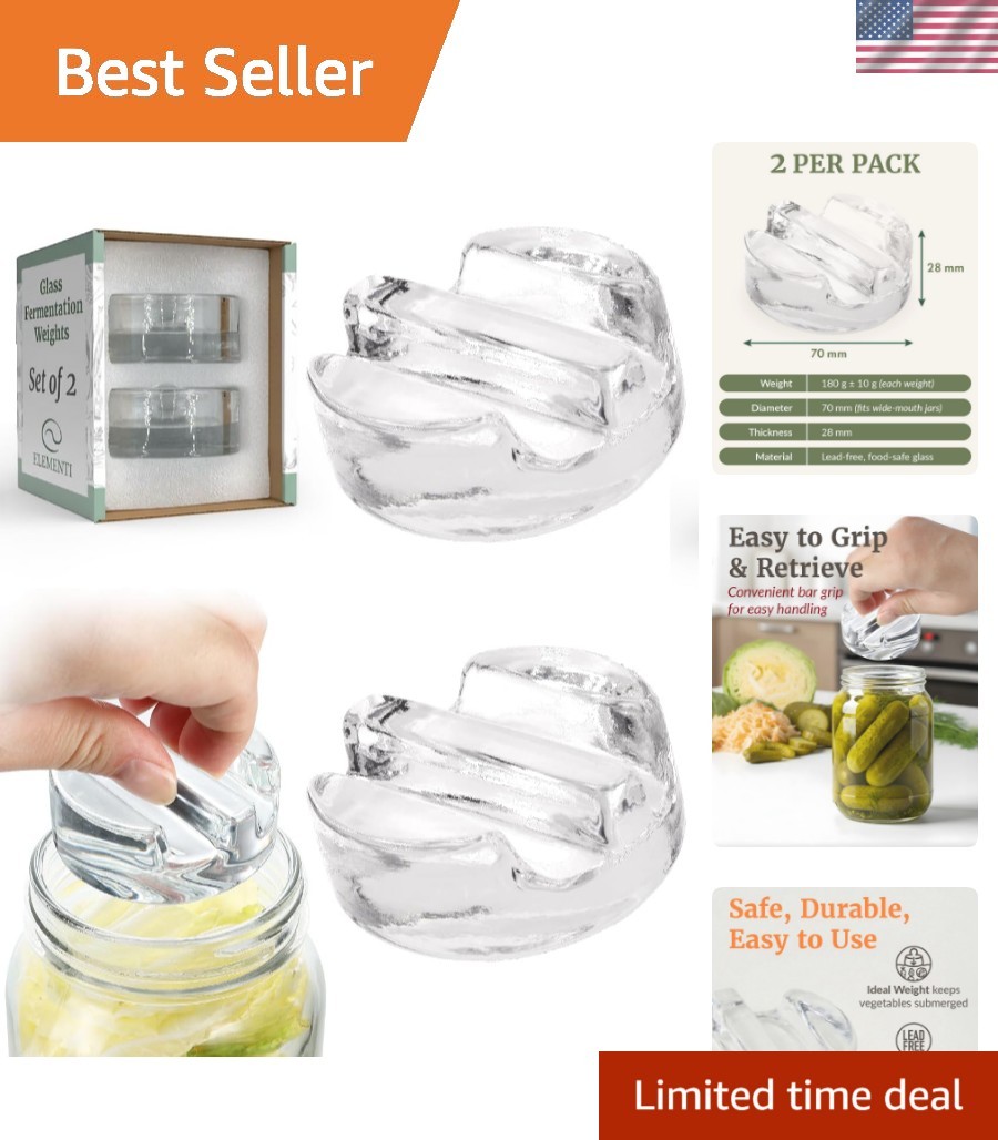 Set of 2 Dishwasher Safe Fermentation Weights for Healthy Pickling & Fermenting