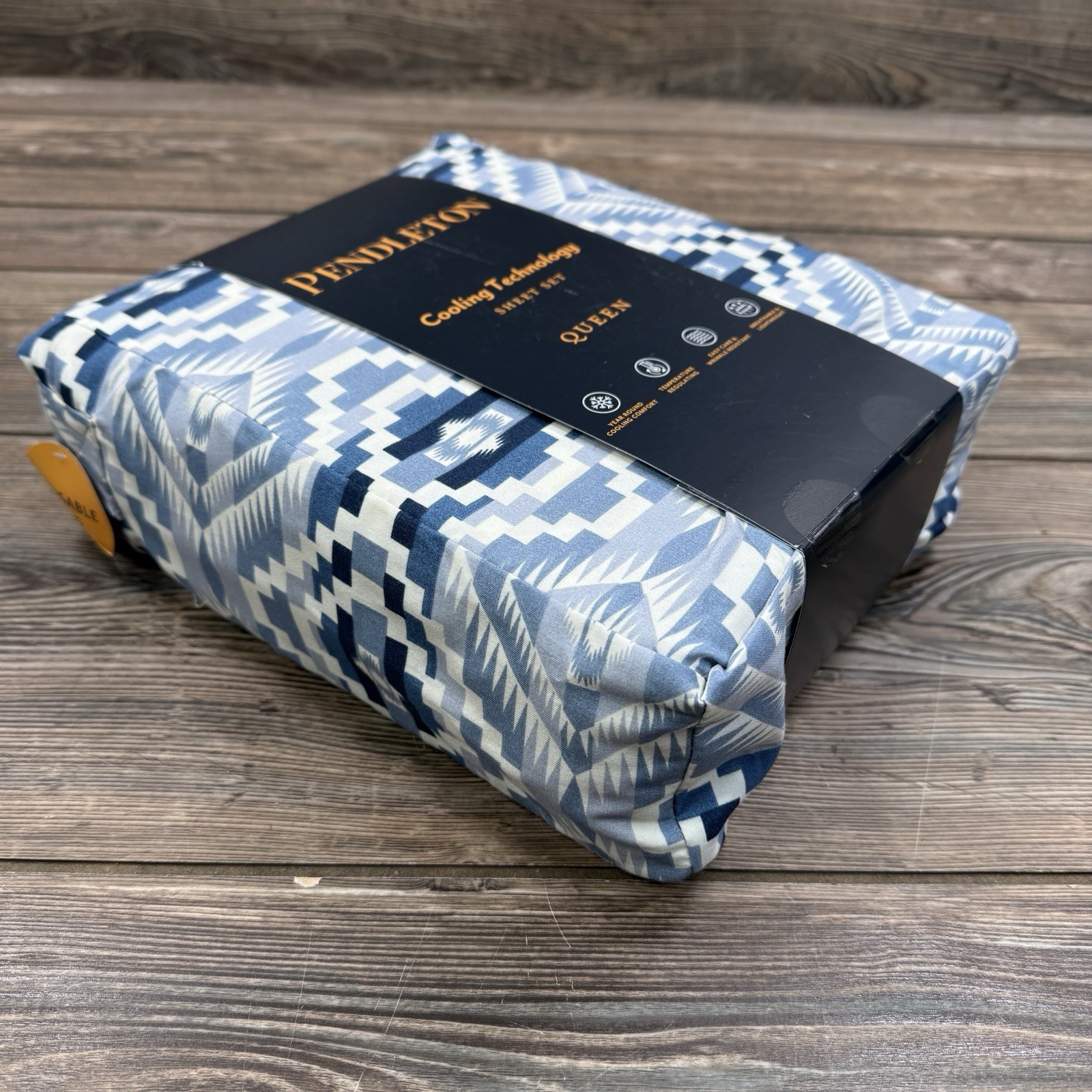 Pendleton Queen 4-Piece Sheet Set Cooling Technology Blue Abiquiu Sky Aztec NWT