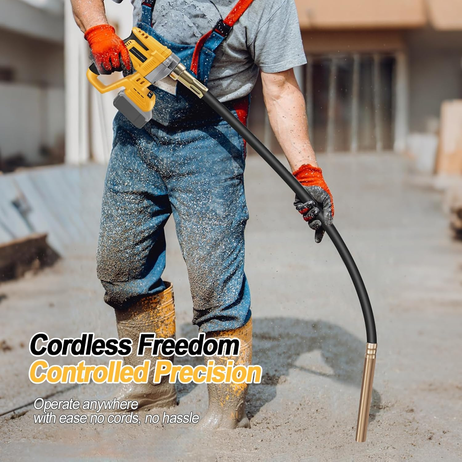 Cordless Concrete Vibrator Compatible with Dewalt 20V Battery (Tool Only), 600W