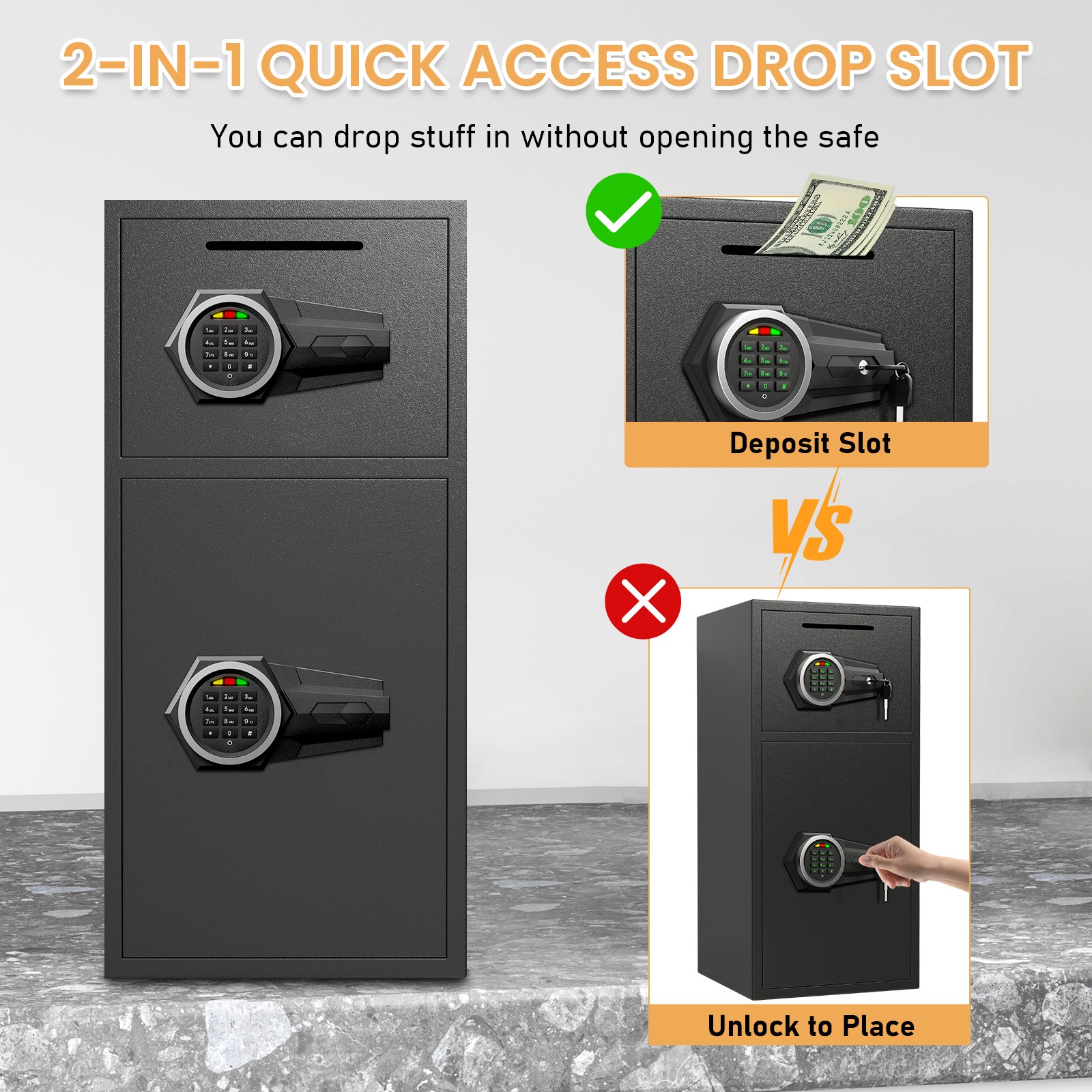6.5 Cub Durable Home Safe – Secure Money Safe with Alarm System & Deposit Box