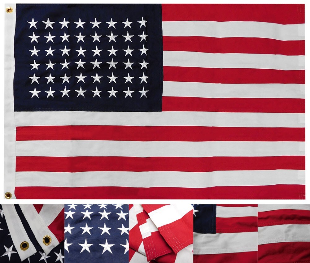 2×3 Embroidered 48 Star USA Sewn 100% Cotton Flag 2’x3′ Clips