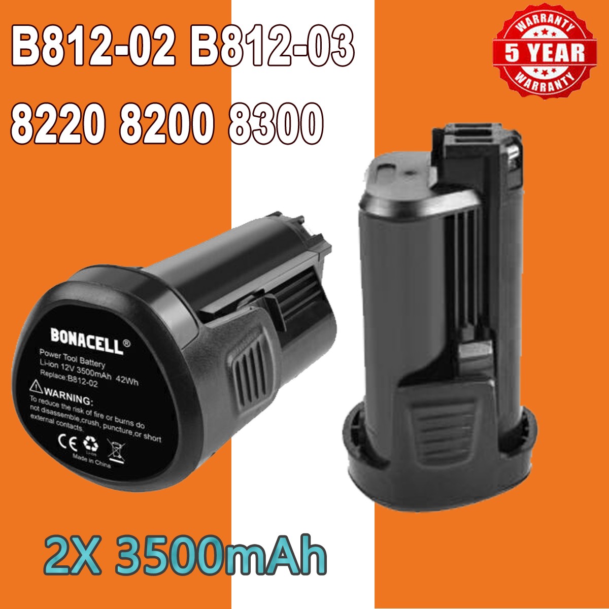 2PCS 3.5Ah 12V Lithium battery for Dremel 8200 8220 8300 B812-03 B812-02 B812-01