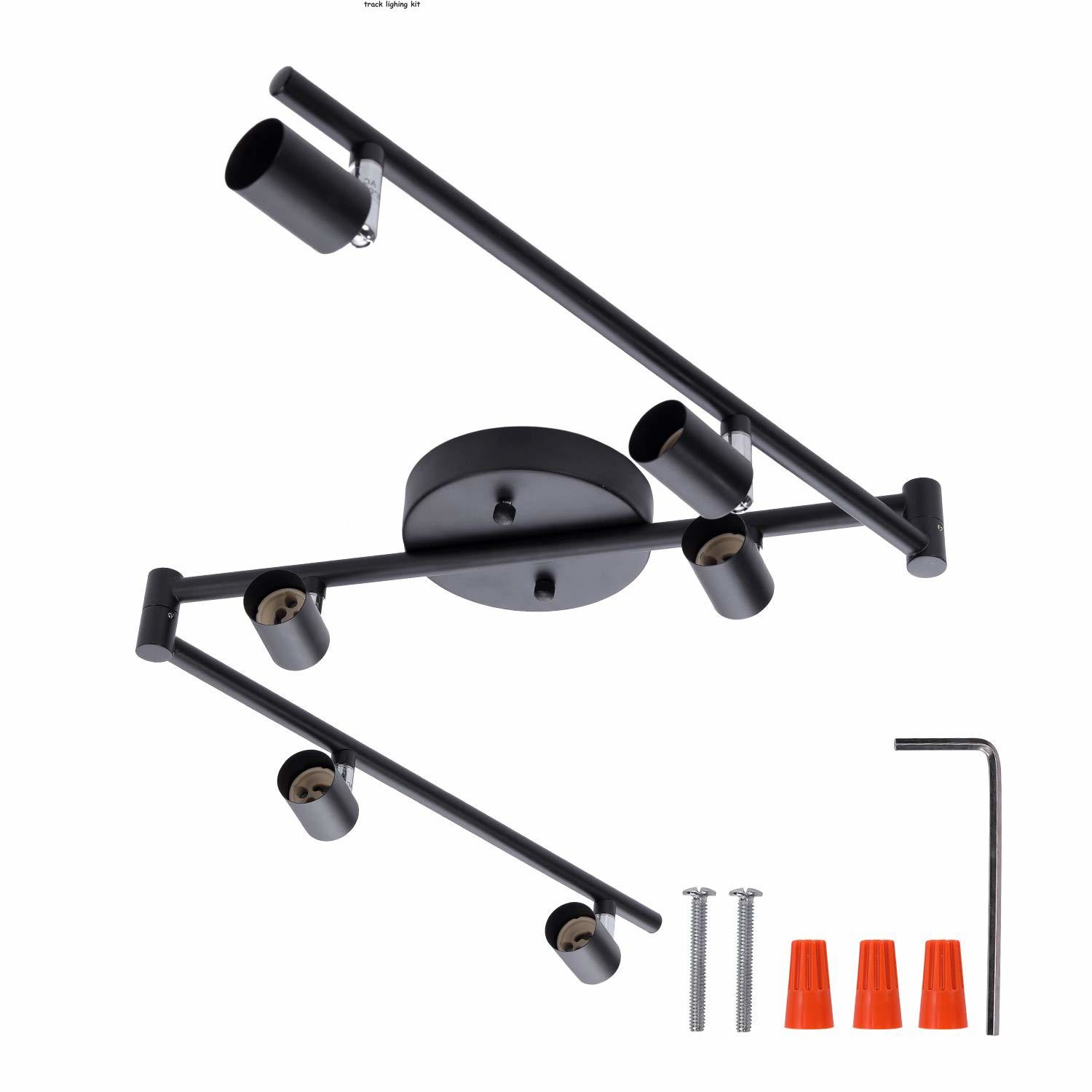 6-Light Adjustable Ceiling Track Lighting Kit, Flexible Foldable Arms,Matt Black