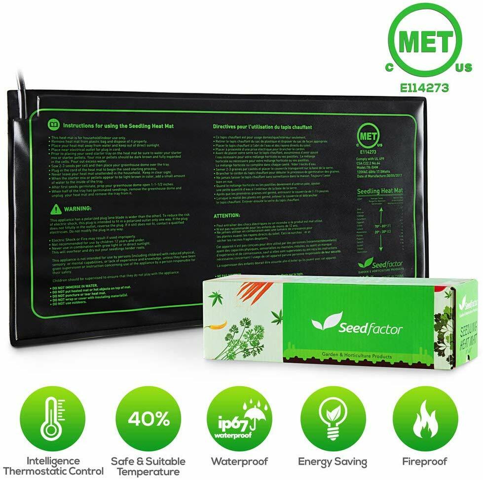 Seedfactor 10″x20″ Seedling Heat Mat Seed Germination Propagation Clone Starter
