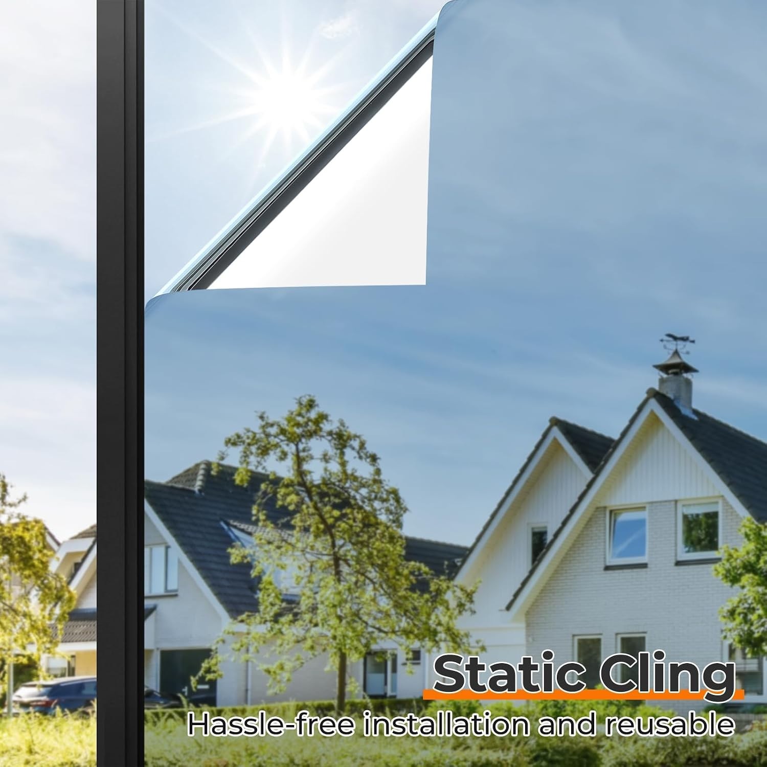 Reflective Daytime Mirror Window Tint | Static Cling Privacy Film, 17.5″ x 78.7″