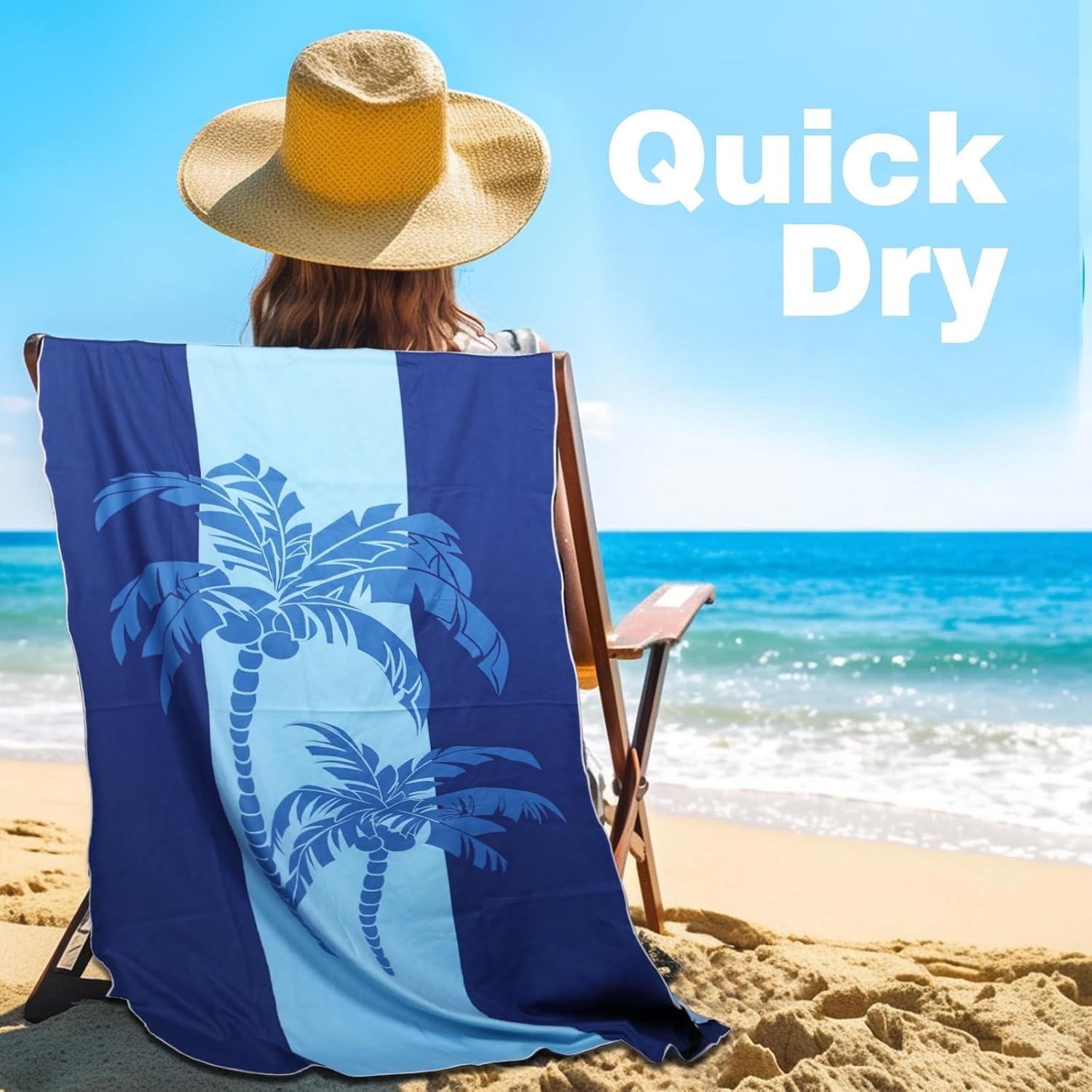 Large Beach Towel 71″ x 39″ Oversized Lightweight Compact Quick Dry Sand Towel