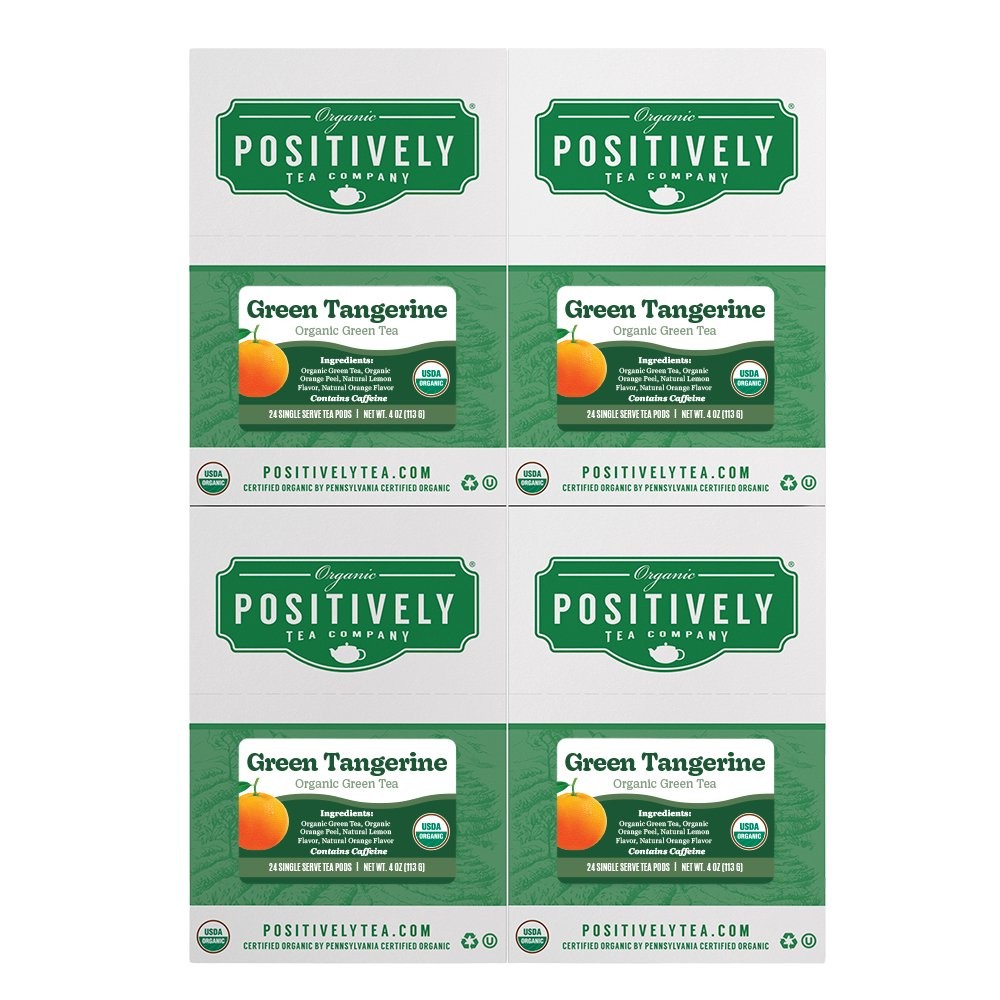 Positively Tea | Organic Green Tangerine Tea | 96 Pods, Keurig Compatible