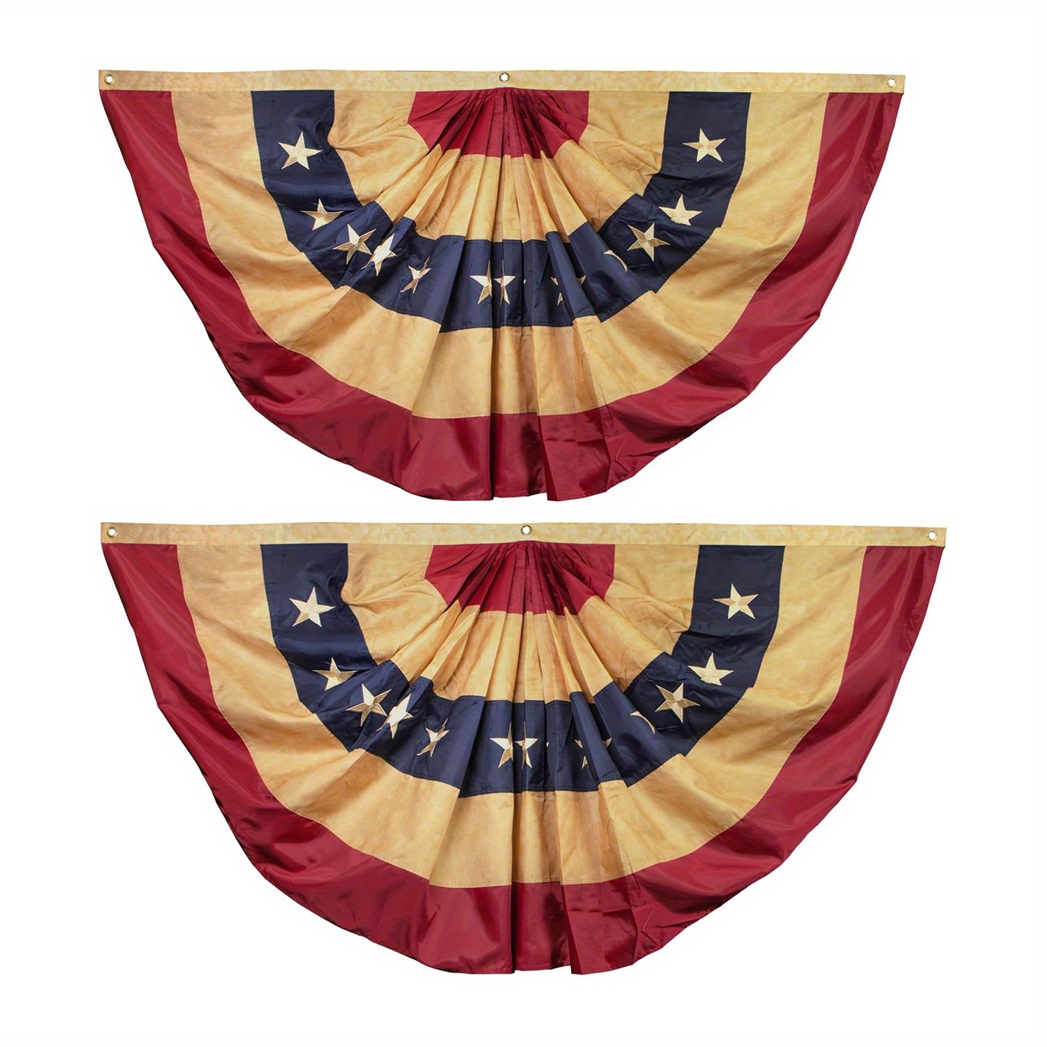 Anley 2 Pack Vintage Style Tea Stained USA Pleated Fan Flag 1.5×3 Ft Polyester