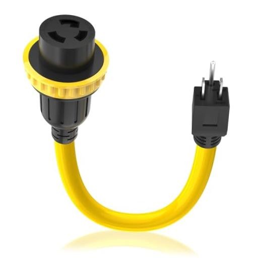 Marine & RV 30 amp to 110 Adapter 30Amp to 15 Amp 15A Male / 30A Female Locking