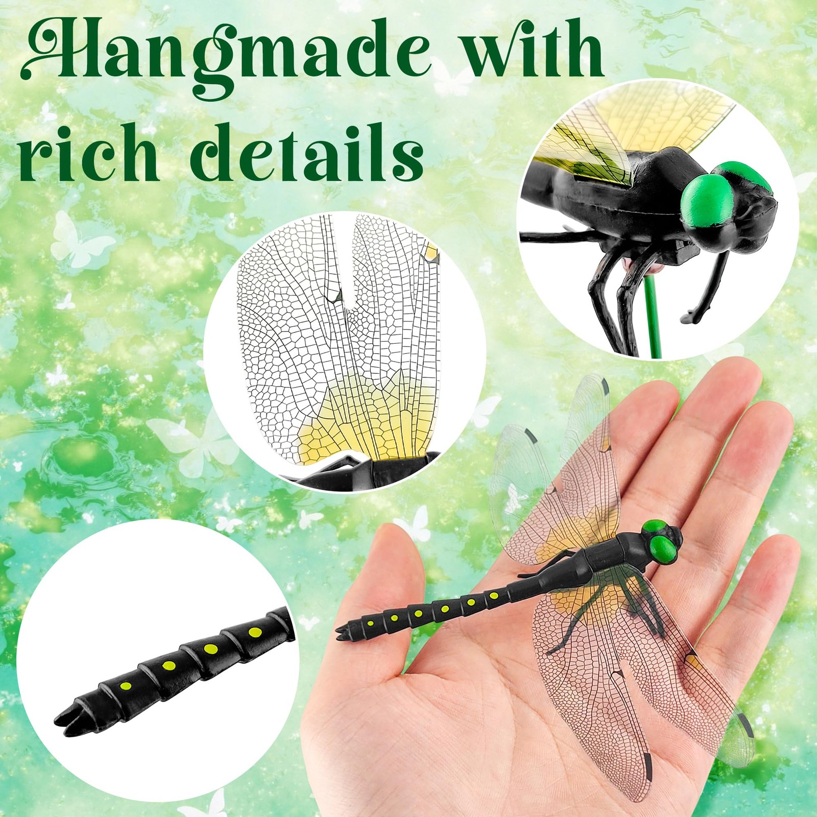 6Pcs 3D Fake Dragonfly Clips, Versatile Clip-On Garden Decor for Outdoor & In…