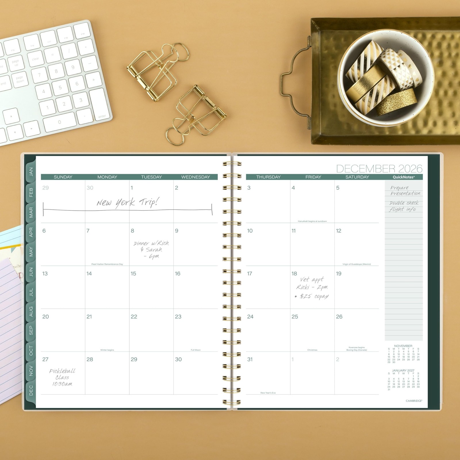 Cambridge 2026 Planner, Weekly & Monthly, 8-1/2″ x 11″, Large, Emerald Isle (…