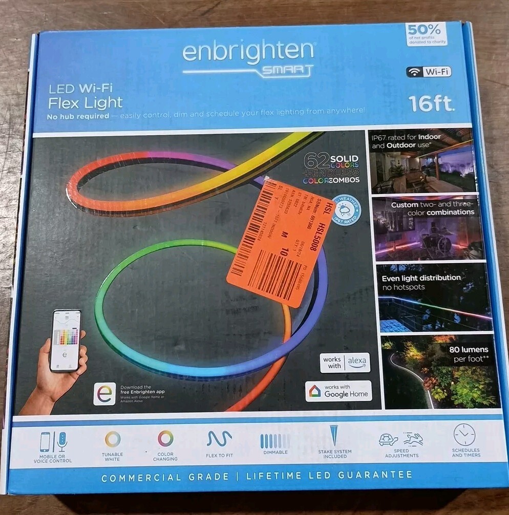 Enbrighten 16′ Smart Rope Light LED WiFi Flex Light No Hub Required