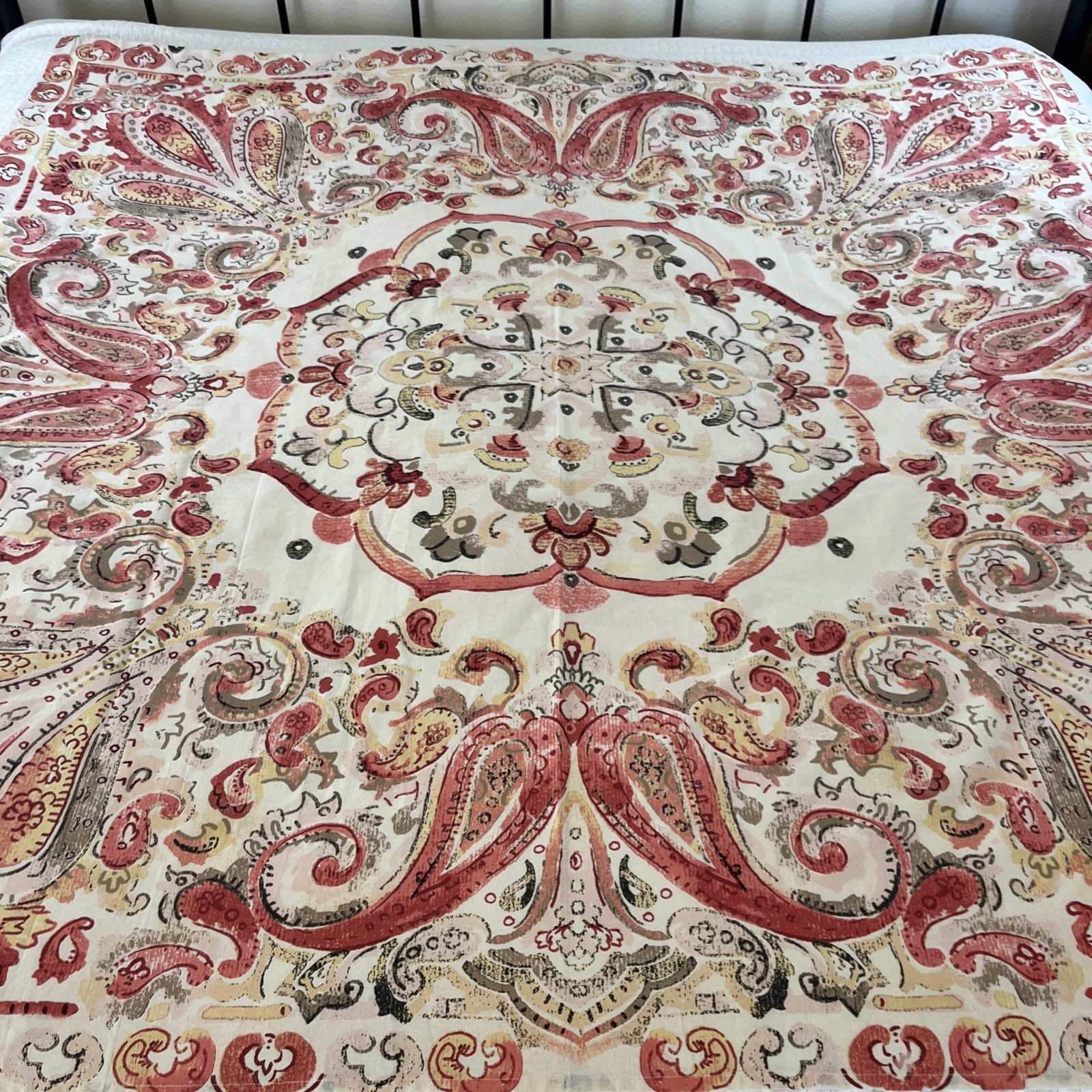 Opalhouse Fabric Medallion Paisley Floral shower curtain Orange Cream 70x 70”