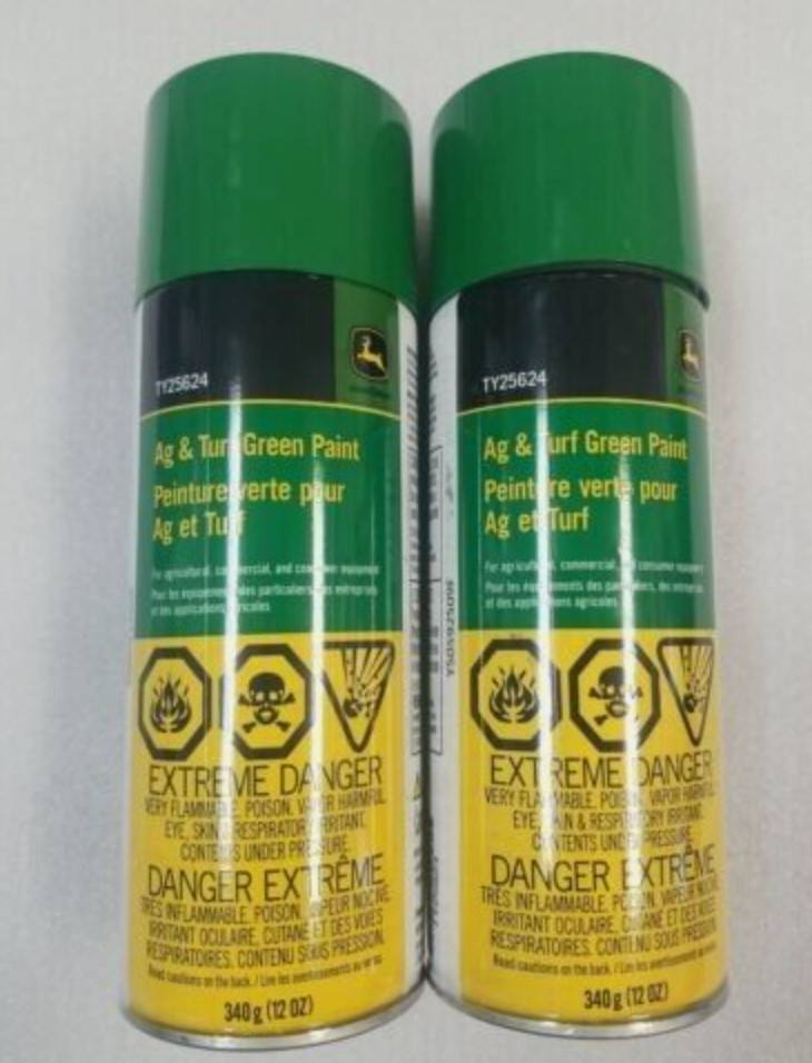 2 cans- John Deere Ag & Turf Green Paint #TY25624 Tractor, Lawn Mower, Combine