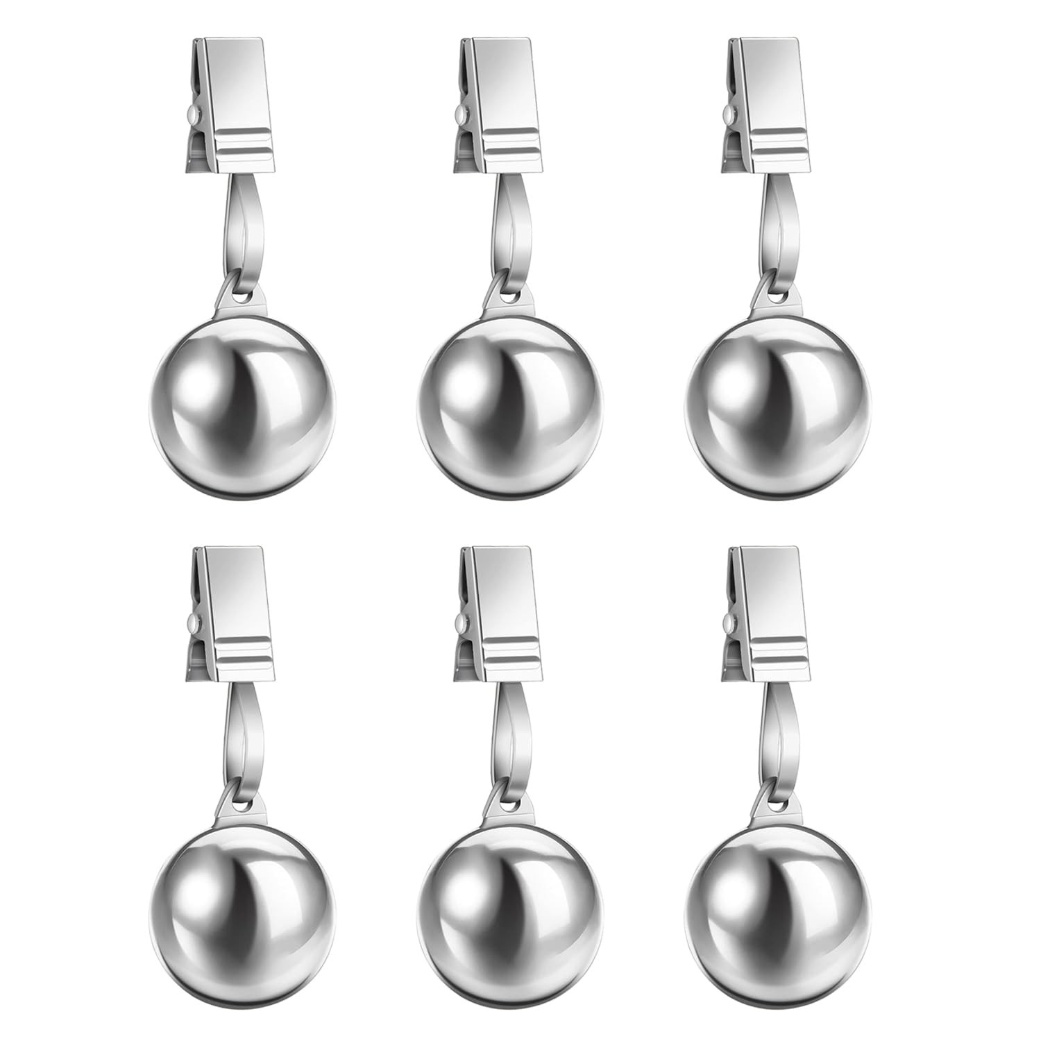 6 Pack Heavy Tablecloth Weights, Stainless Steel Balls with Rust-Resistant Clip,