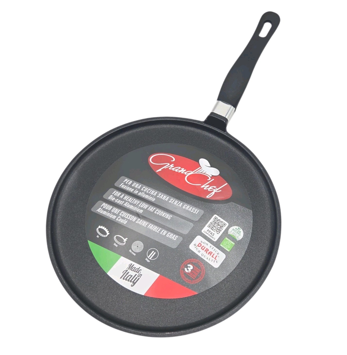 Roch Guss Grand Chef Crepe Griddle Flat Pan 11in Healthy Cookware ITALY NEW
