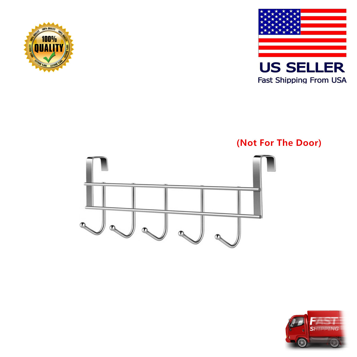Kitchen Cabinet Rack Hook Cloth Storage Hanger Bathroom Towel Door Metal 5 Hooks