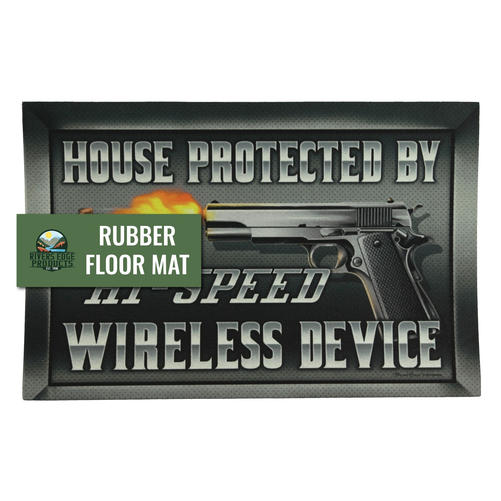 Rivers Edge Products Rubber Door Mat, 26″ x 17″ Indoor or Outdoor Rug, Hi-Speed