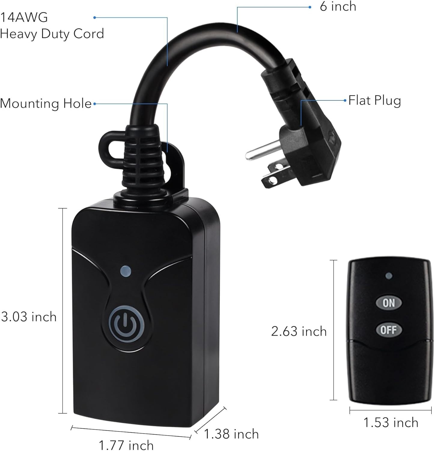 Compact Wireless Remote Outlet with 100ft Range – Weatherproof & Energy-Saving