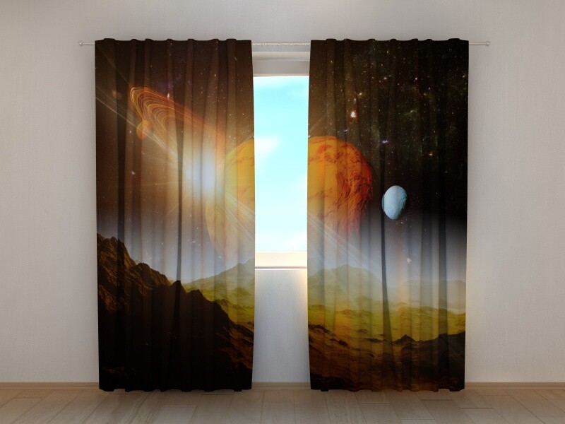 Window Curtain Printed Planets Image Wellmira Space Made to Measure