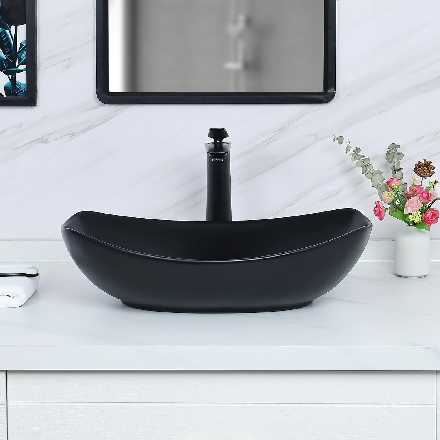 Davivy 22″ x 15.7″ Large Oval Vessel Sink with Pop Up Drain for Bathrooms