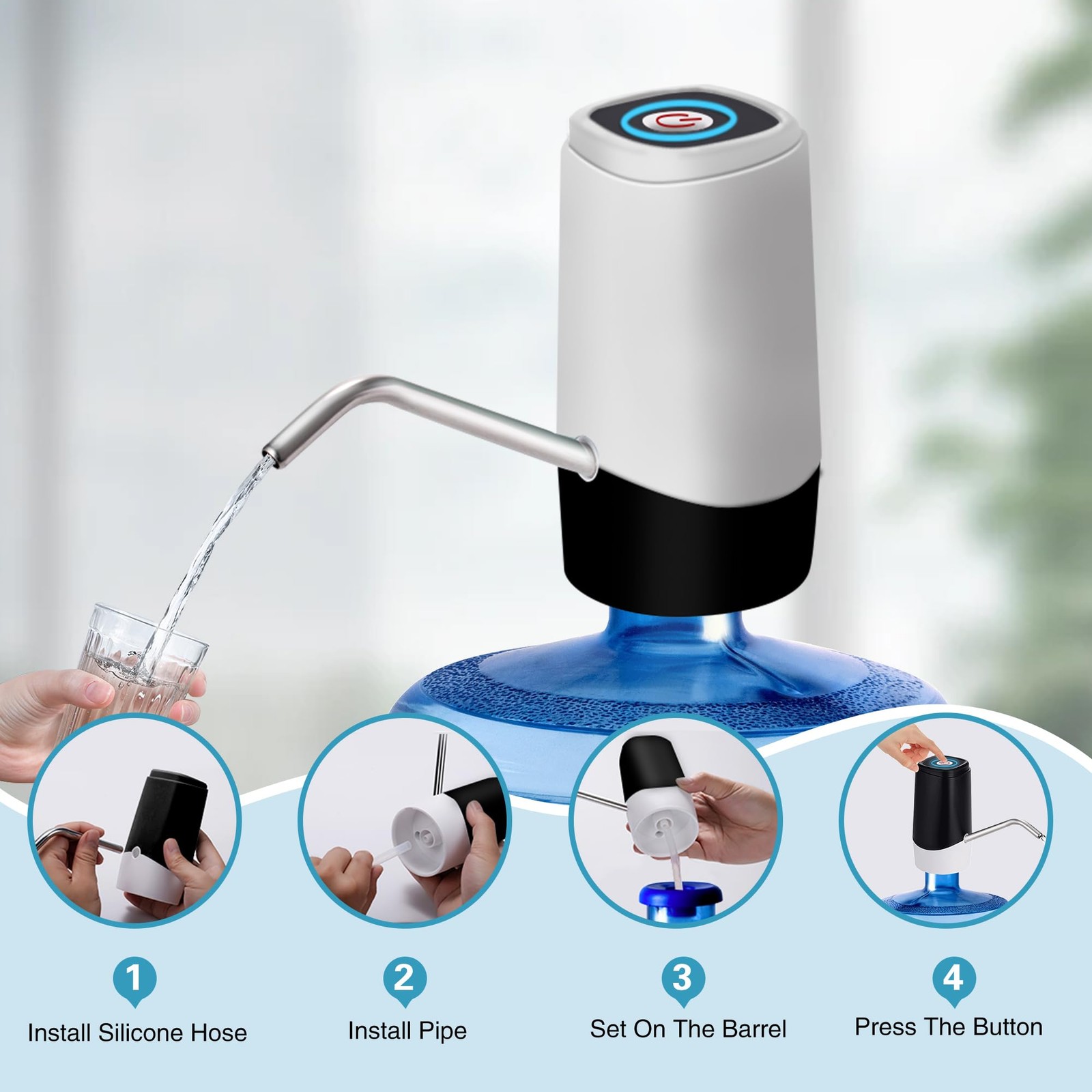 Automatic Drinking Water Jug Pump Rechargeable Water Dispenser for 5 Gallon