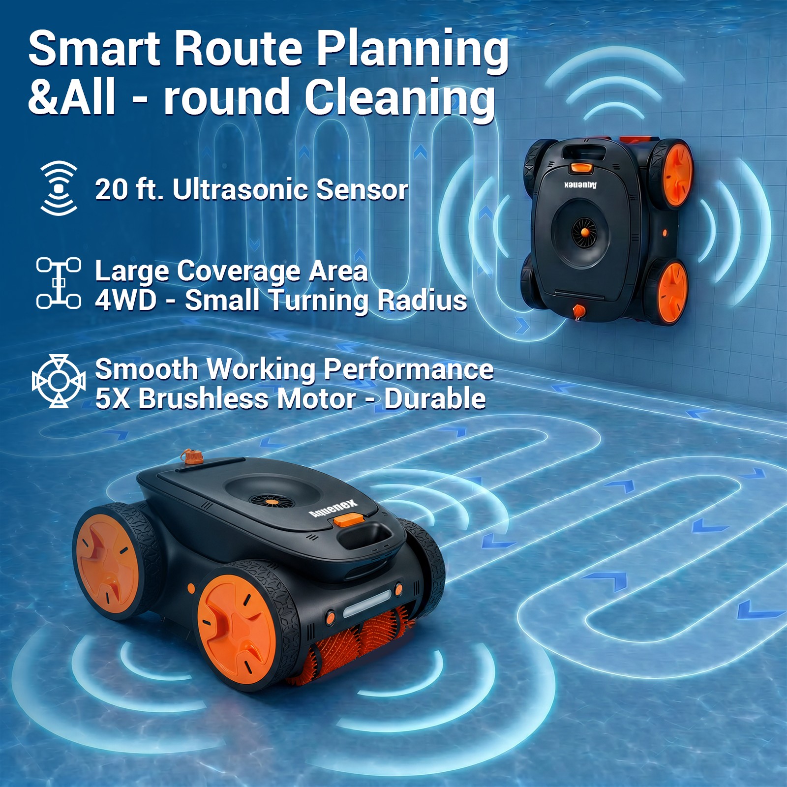 Cordless Robotic Pool Cleaner, APP&Remote Control Wall Climbing Waterline Floor
