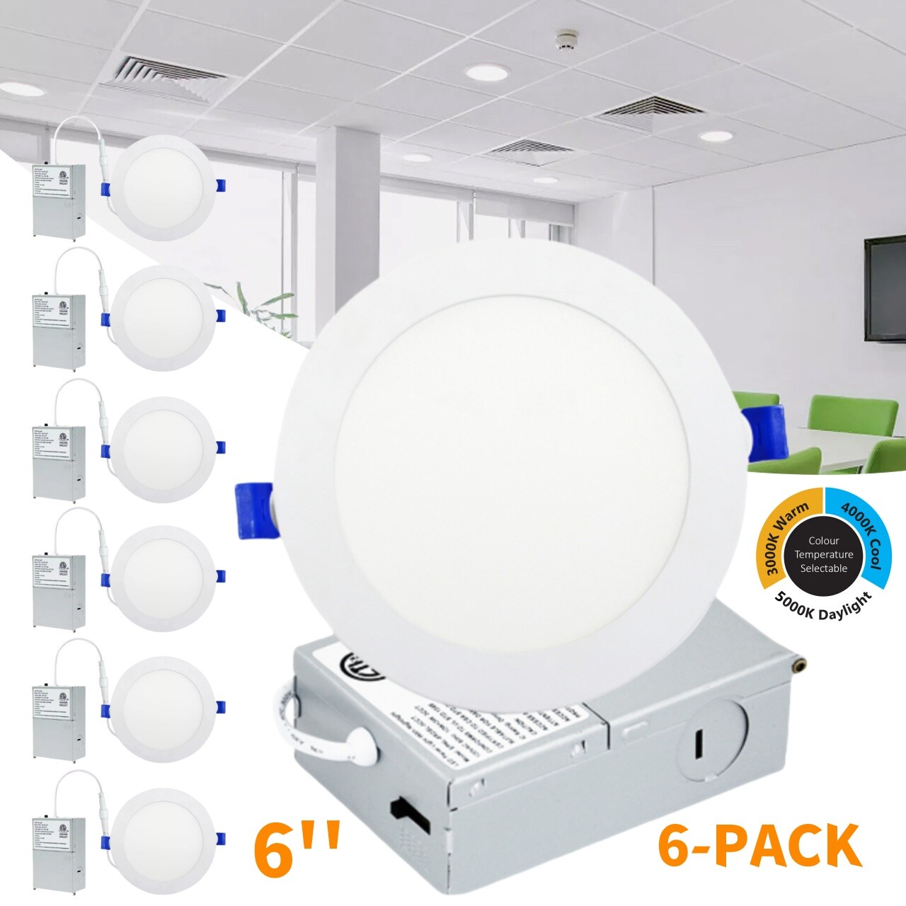 6” Ultra-thin Canless LED Recessed Downlight – 12 Watts CRI90 -ETL cETL Listed