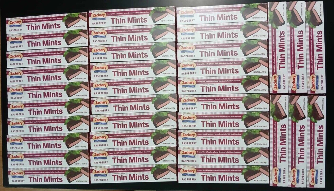 FULL CASE 36 BOXES Zachary Thin Mints ~ Raspberry ~ 5.5 OZ ~ SEALED ~ FAST SHIP