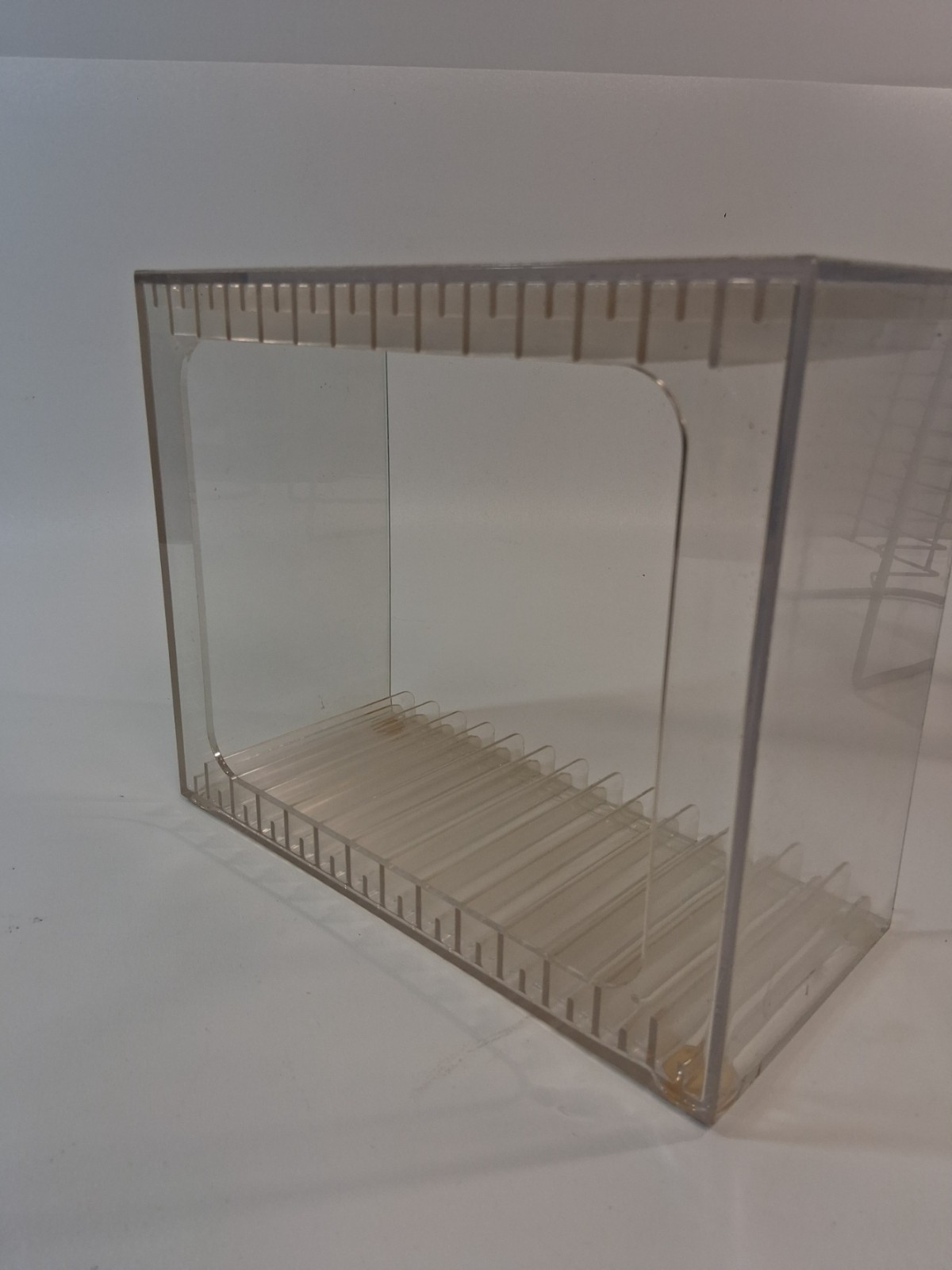 Stackable Clear Plastic DVD Organizer with Rubber Feet | Rectangular Holder Perf