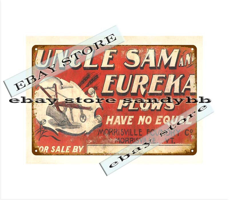 Uncle Sams Eureka Plows metal tin sign home interior decoration accessories