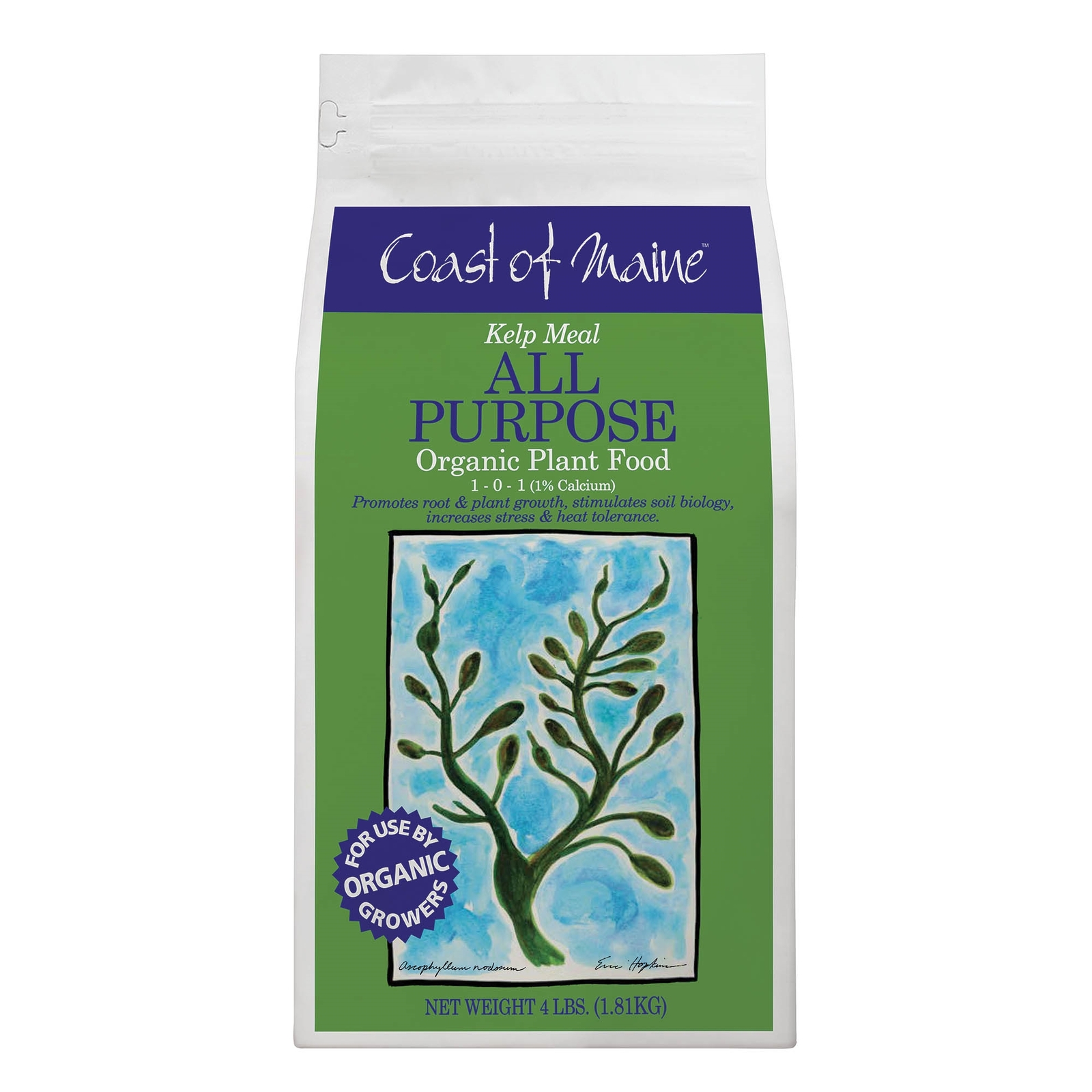 Coast of Maine Kelp Meal, All Purpose Organic Plant Food, 1-0-1, 4 lbs