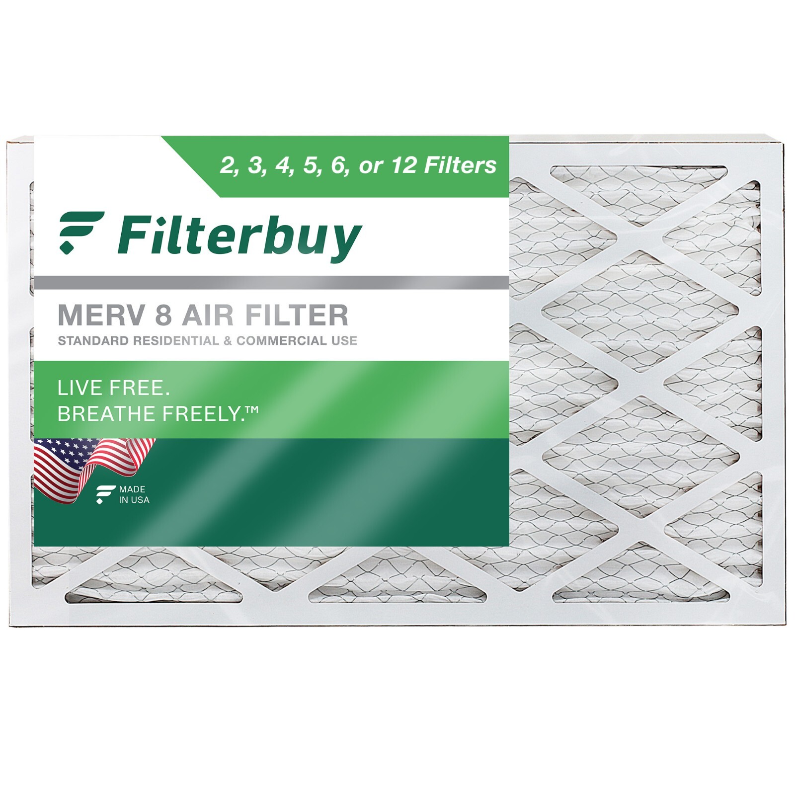 Filterbuy 12x20x1 Pleated Air Filters, Replacement for HVAC AC Furnace (MERV 8)
