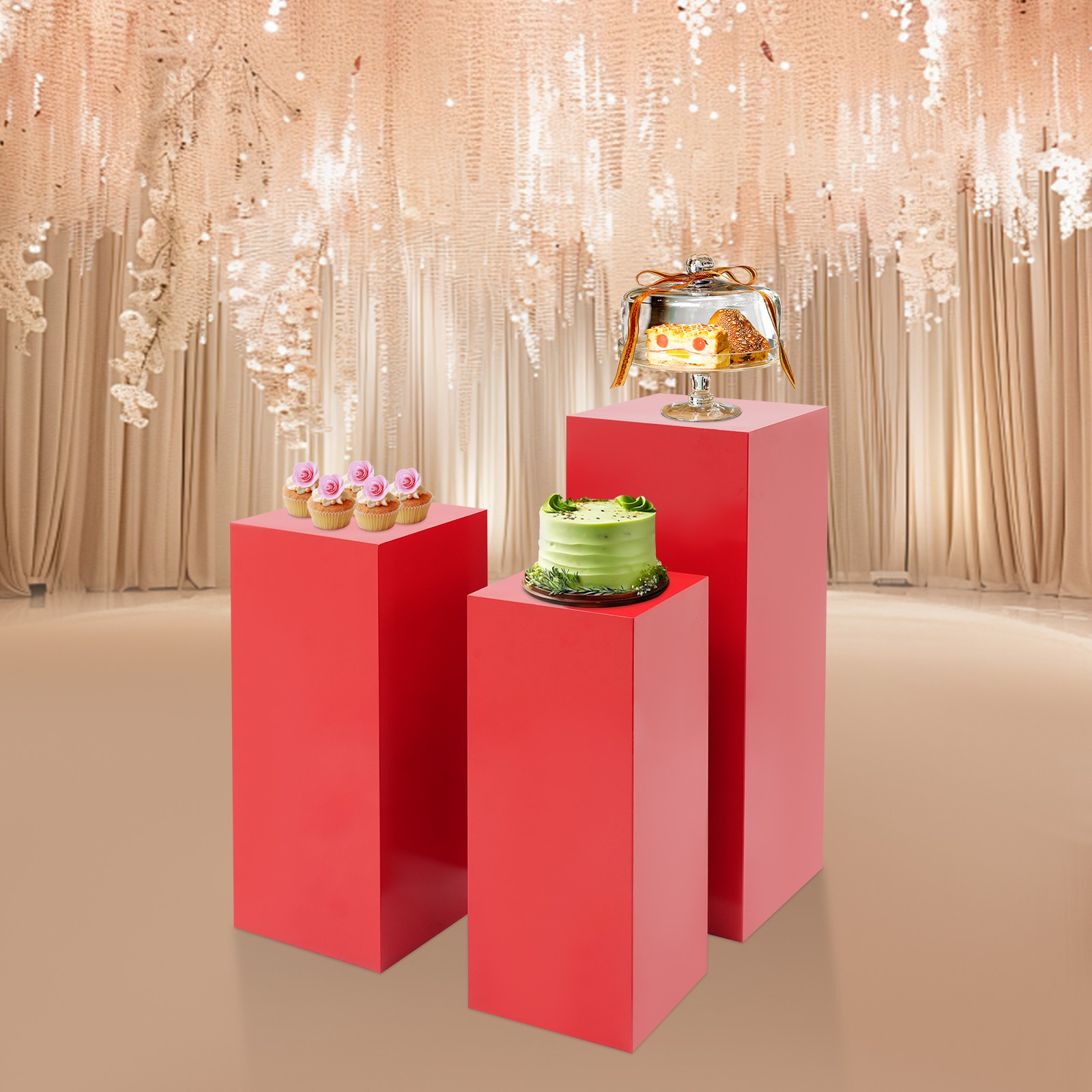3 PCS Display Pedestal Stand Metal Display Stands Wedding Display Pillars