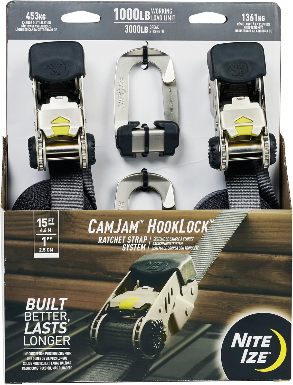 Nite Ize CamJam HookLock Ratchet Strap System 15ft. 1,000lb Working Load