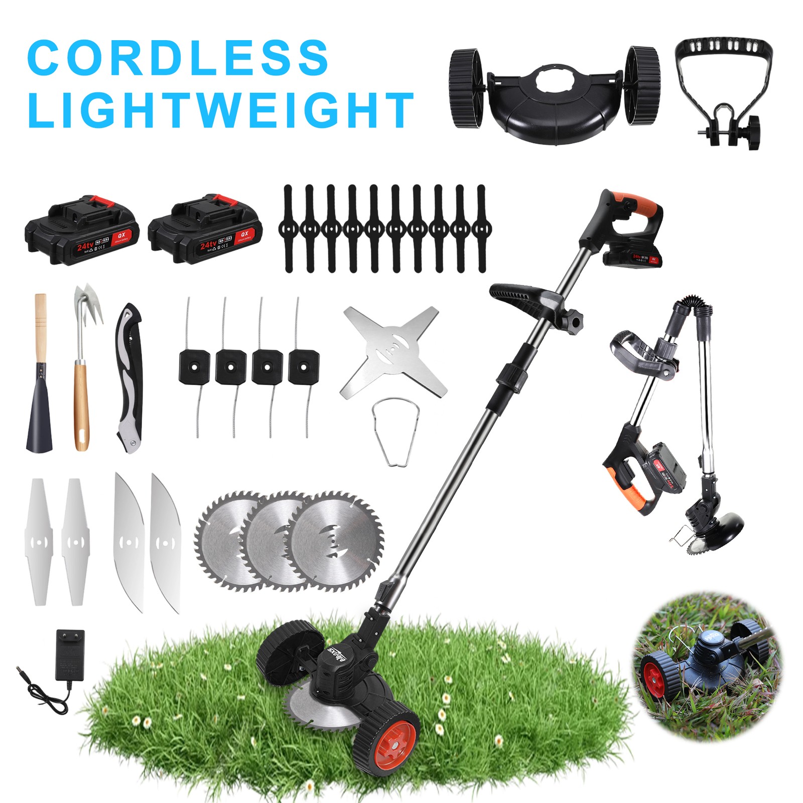 Electric Cordless Grass String Trimmer Lawn Edger Weed Wacker Cutter +2 Battery