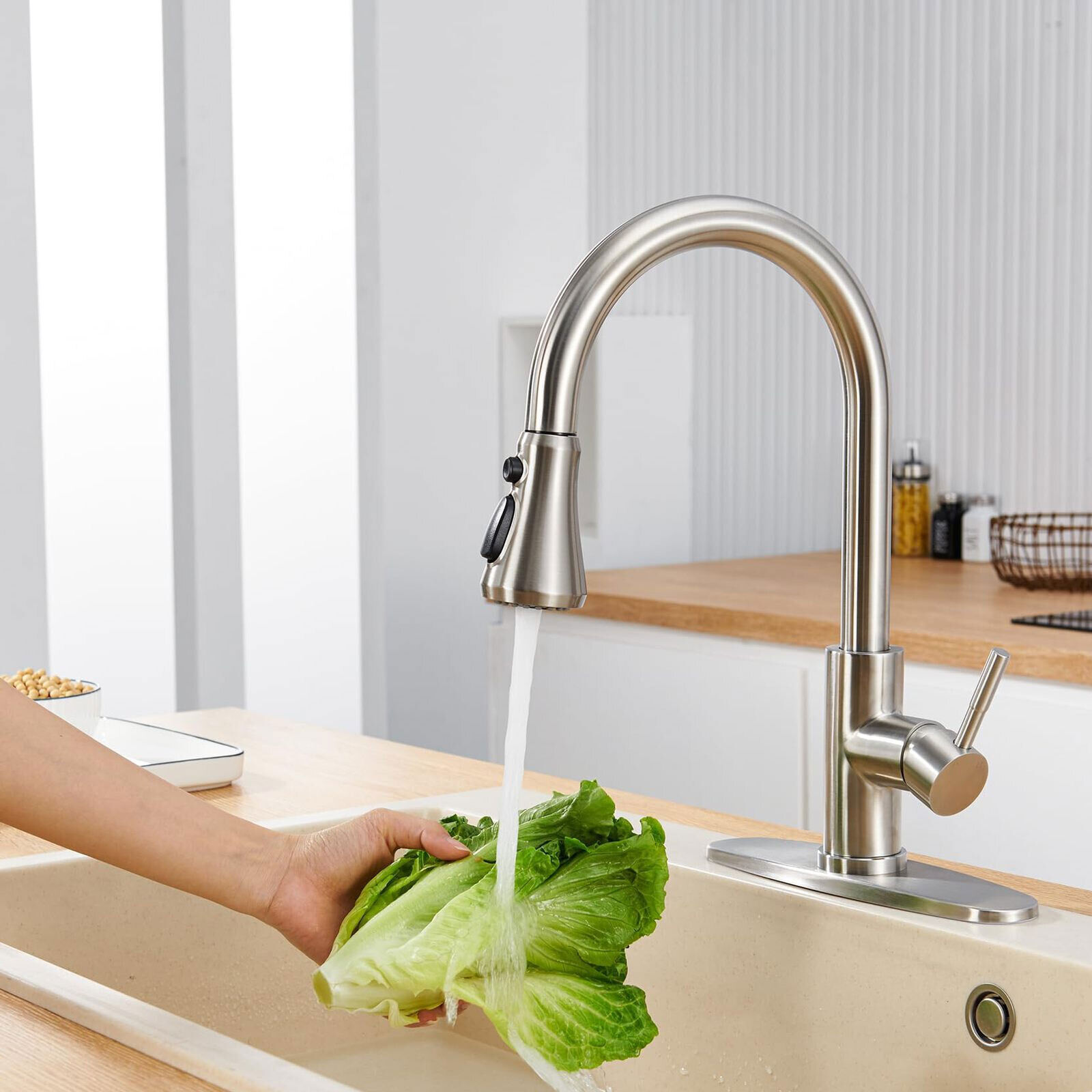 Kitchen Faucet Spray Head 3-Mode Pull Down Out Nozzle Sprayer Replacement Parts