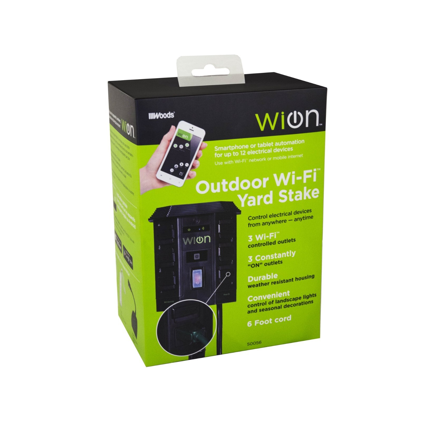 WiOn 50056 Smart Yard Stake, Black, No Hub Required New in Box