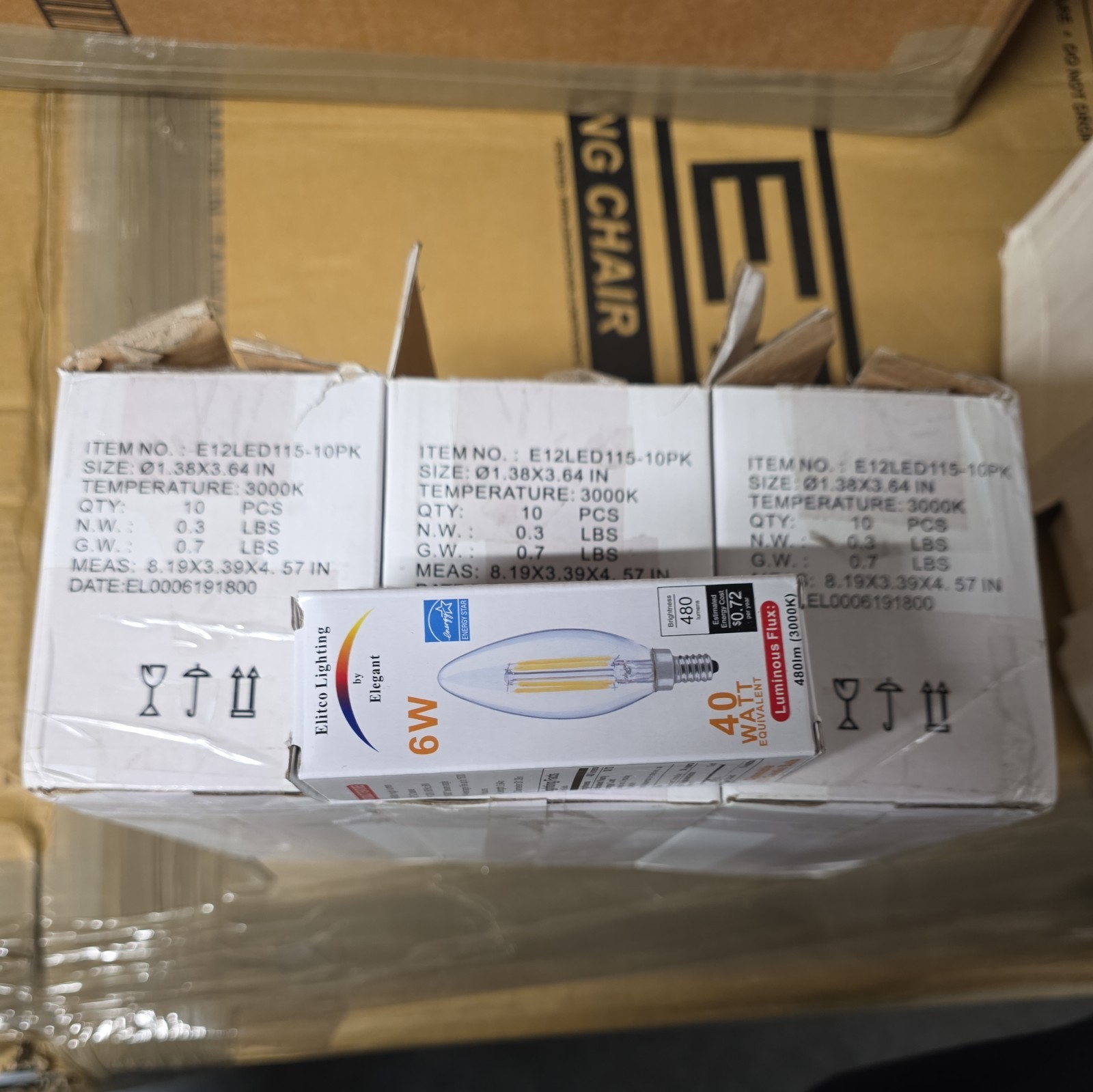 Elegant E12LED115-10PK LED Candelabra Bulbs 6W 3000K 40W Eq 30 Pack