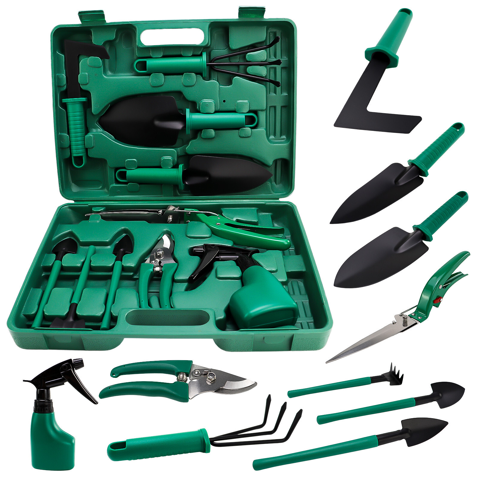 10PCS Garden Tool Set Heavy Duty Gardening Tool Kit w/Shovel/Rake/Pruning Shears