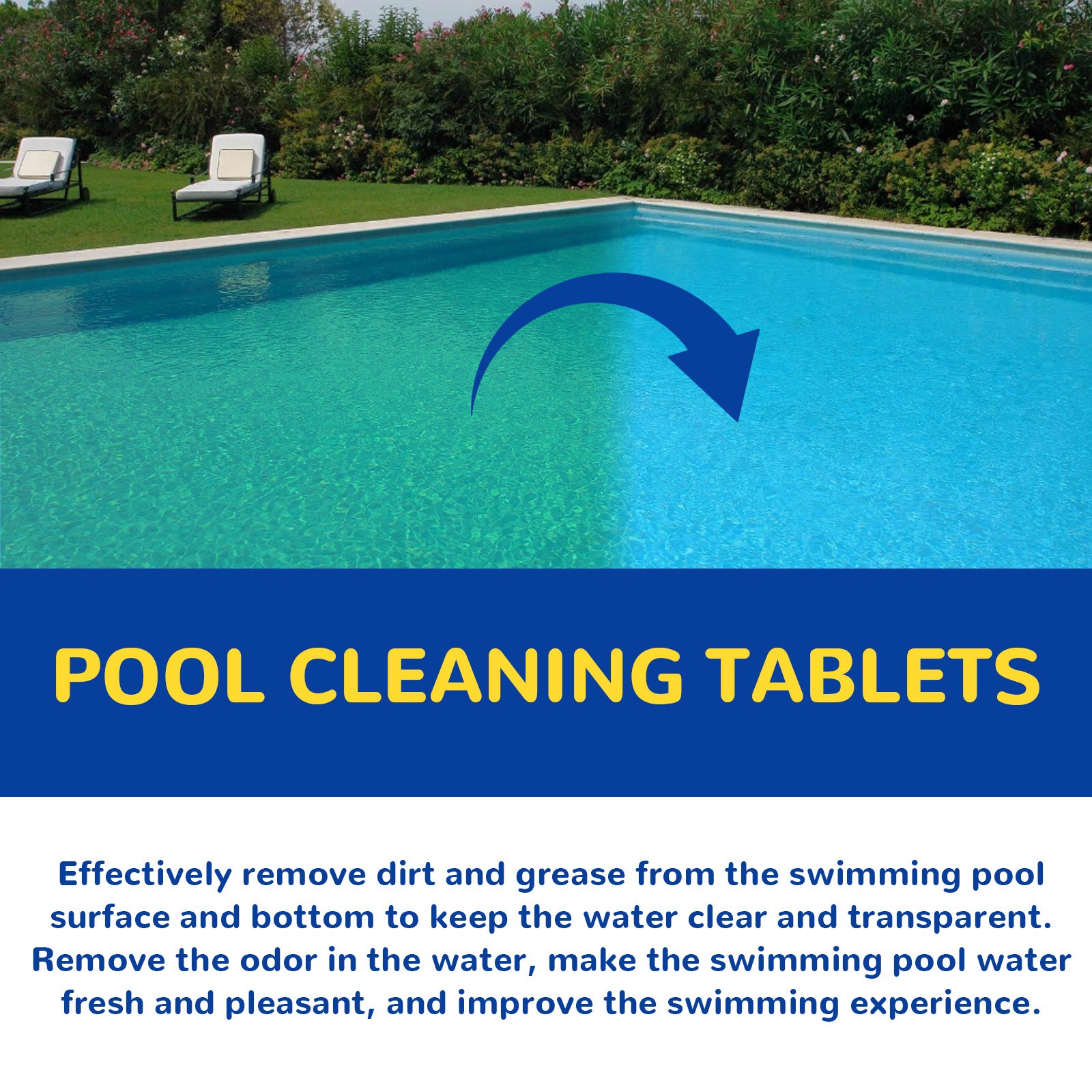 Pool Cleaning Tablets For Crystal Clear Water,Clears Cloudy Or Hazy Pool Water