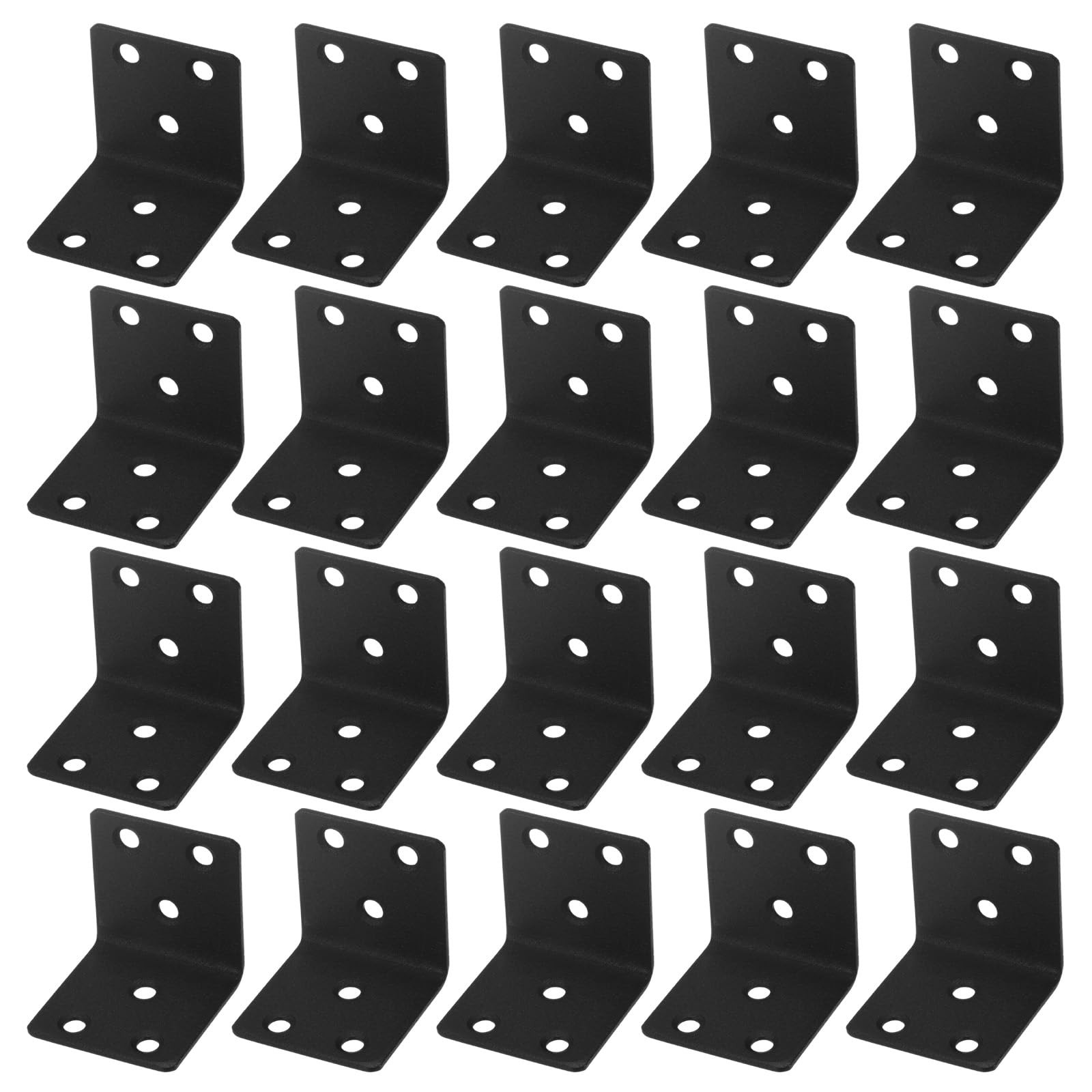 L Shape Corner Brace Stainless Steel Right Angle Bracket Black 1.57 In 20 PCS