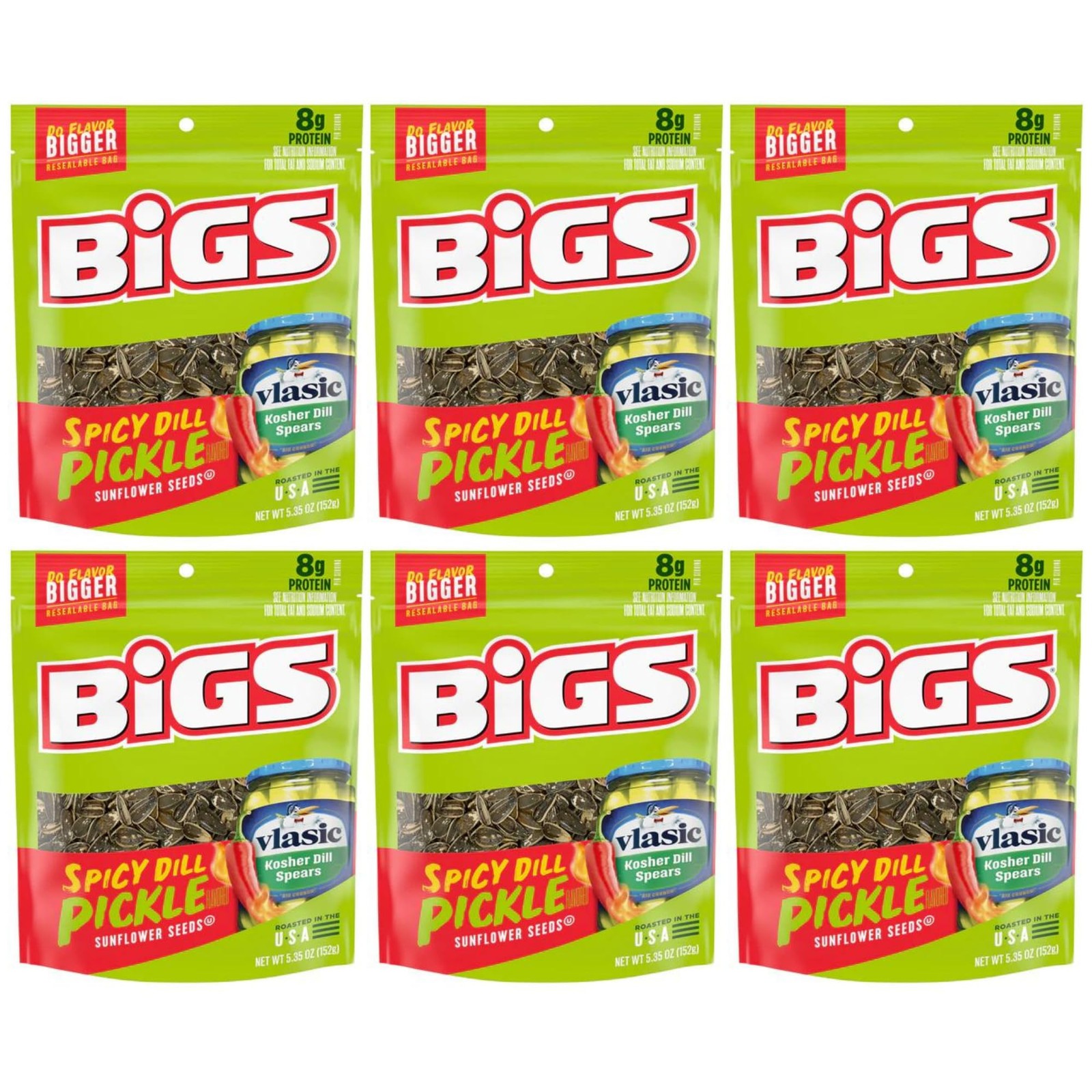 BIGS Vlasic Spicy Dill Pickle Flavored Sunflower Seeds (Pack of 6) 5.35 Oz – In
