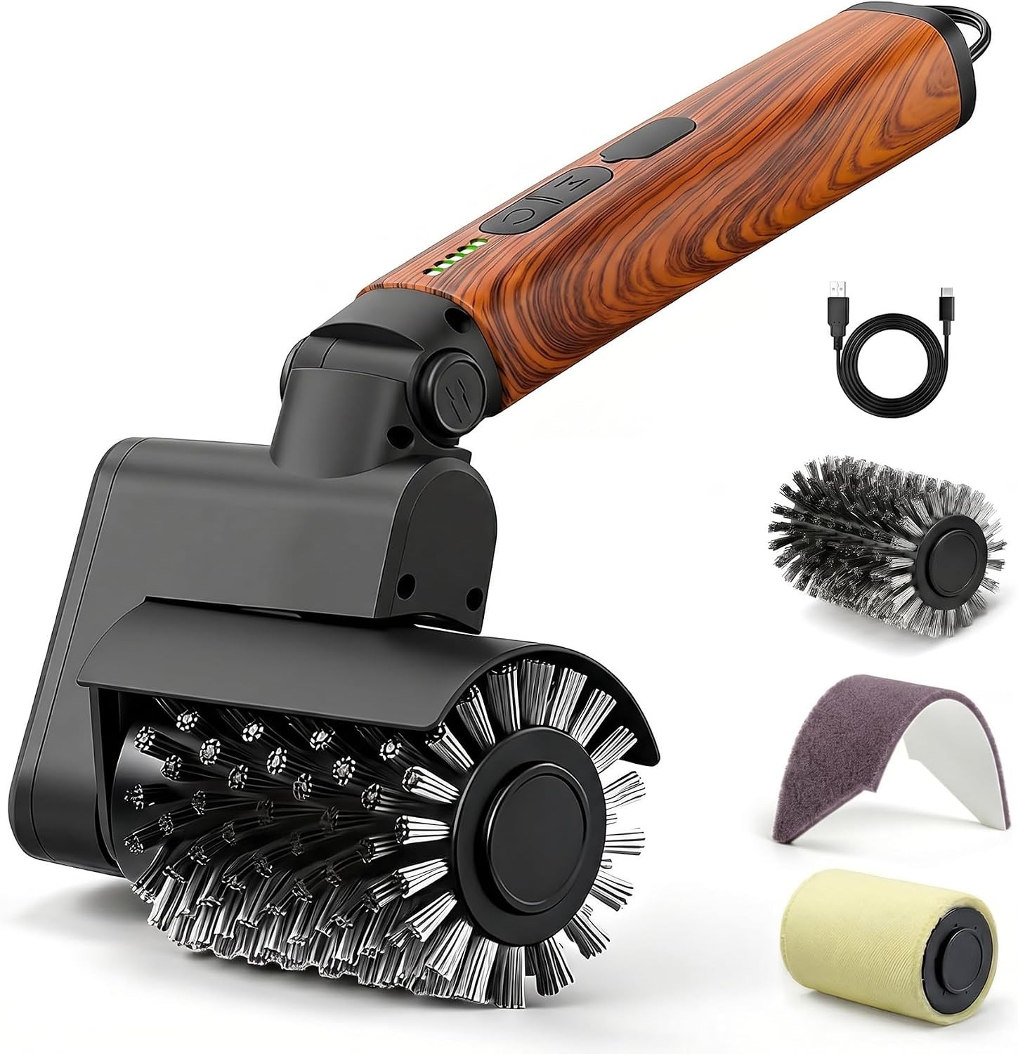 3-in-1 Electric Grill Brush with Reinforced Safe Metal Bristles 2 Hours Runtime