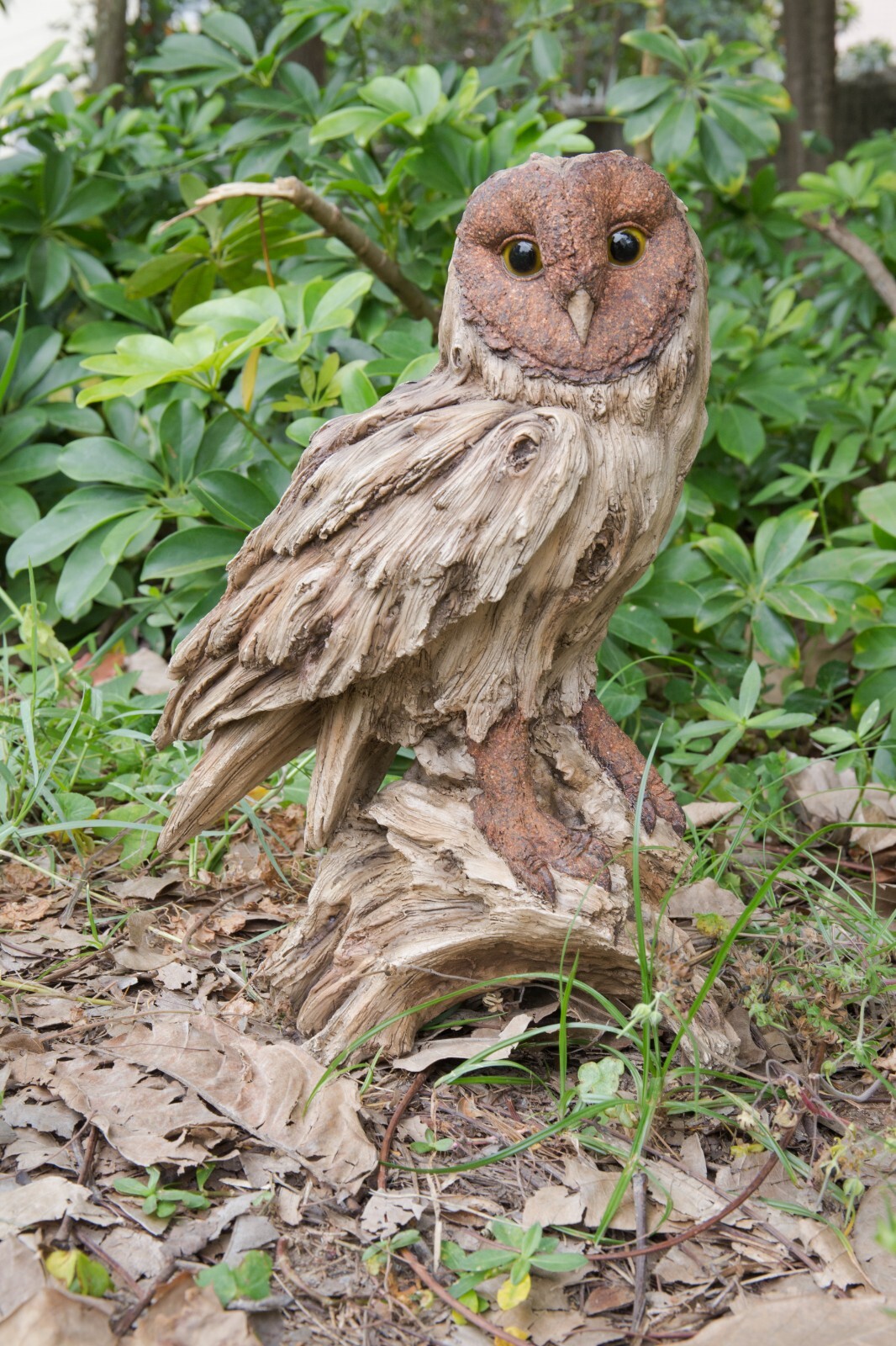 Large Barn Owl Driftwood Look Garden Statue Garden Decor Home Yard Decoration