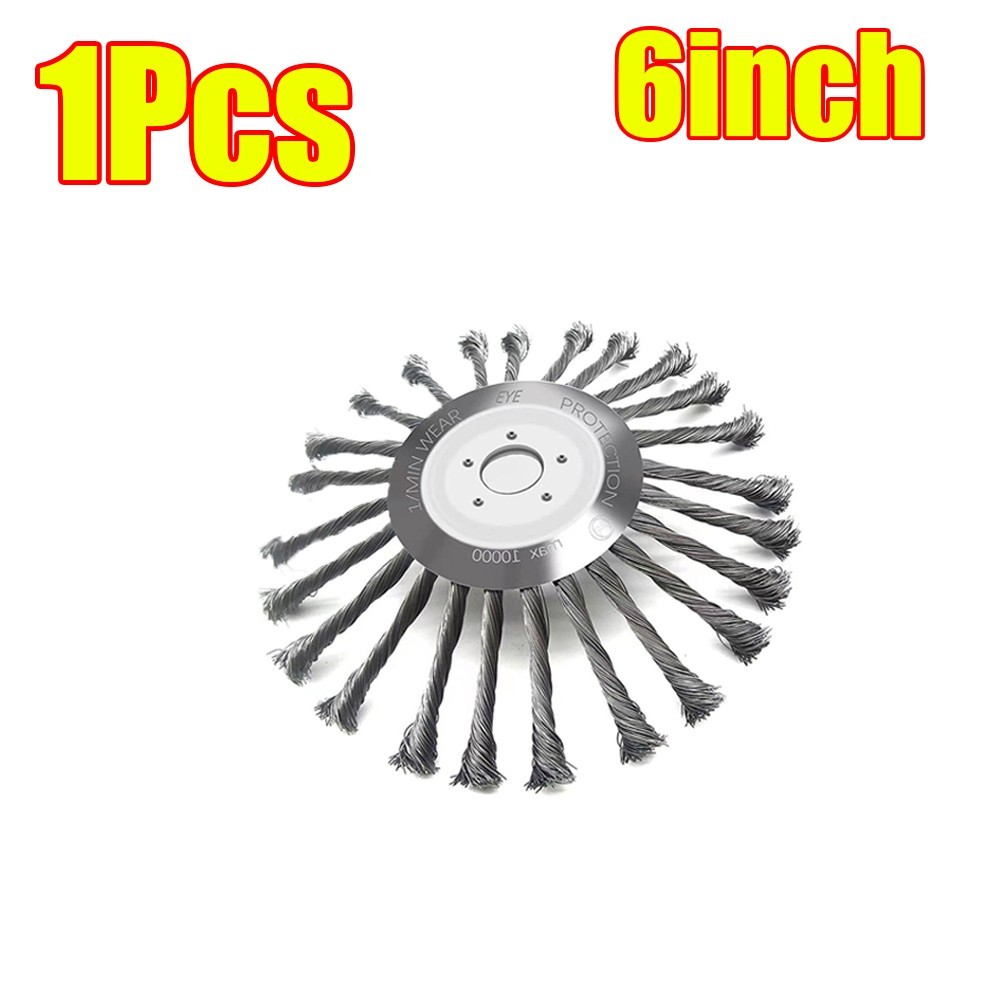 Steel Wire Weeding Grass Trimmer Head Weed Rotating Wheel Brush With Adapter Kit