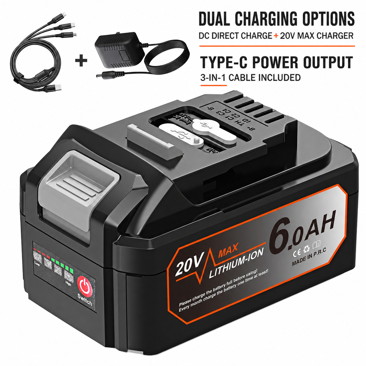 1 Pack For DeWalt 20V 20 Volt Max XR 6.0AH Lithium Ion Battery DCB206-2 DCB205-2